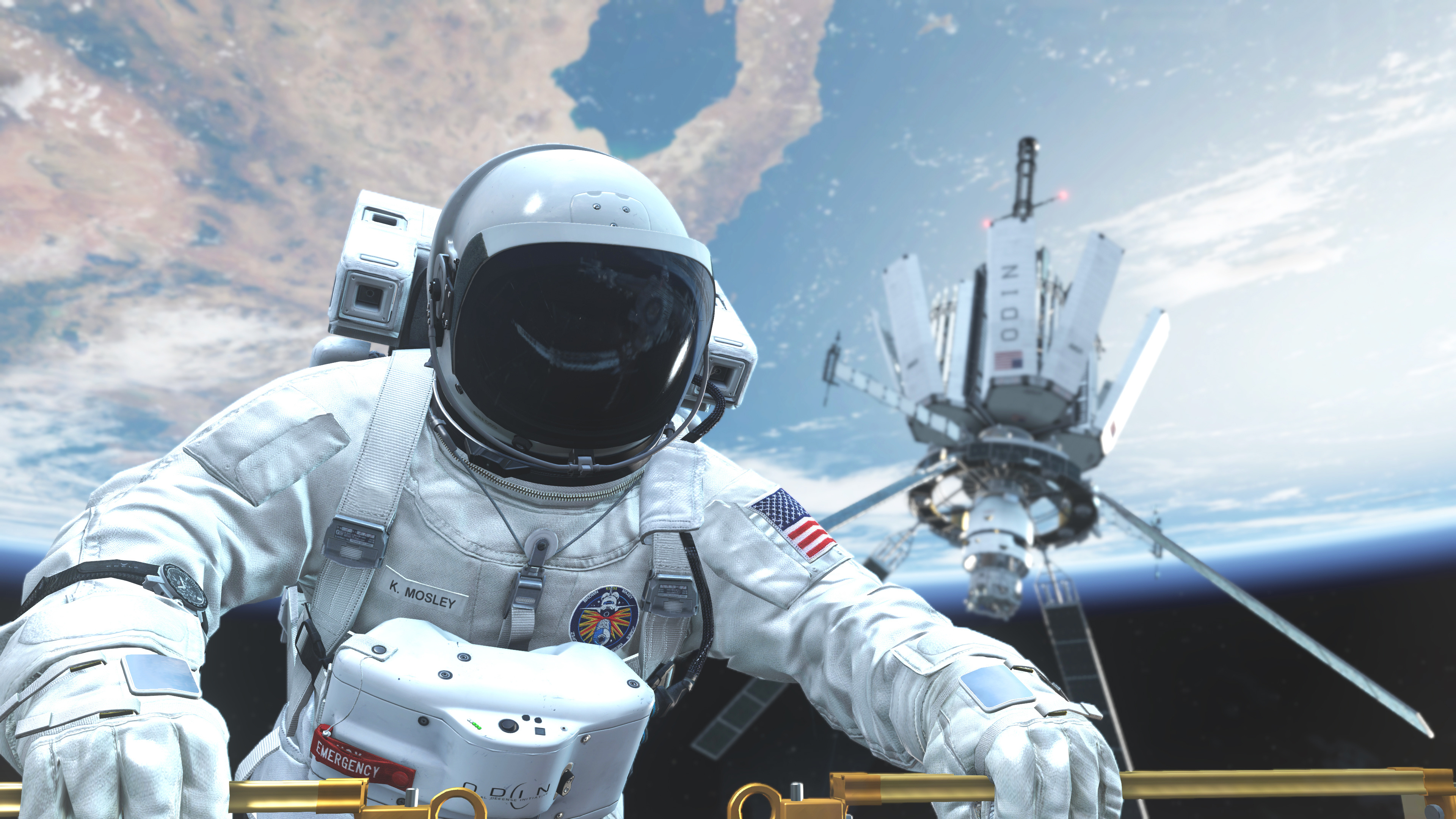 Free download Astronaut Space Suits Space Administration Technology Helmet Flag Earth Game CG Computer Game Call of Duty 4K Wallpaper, Wallpaper(s) website provided.