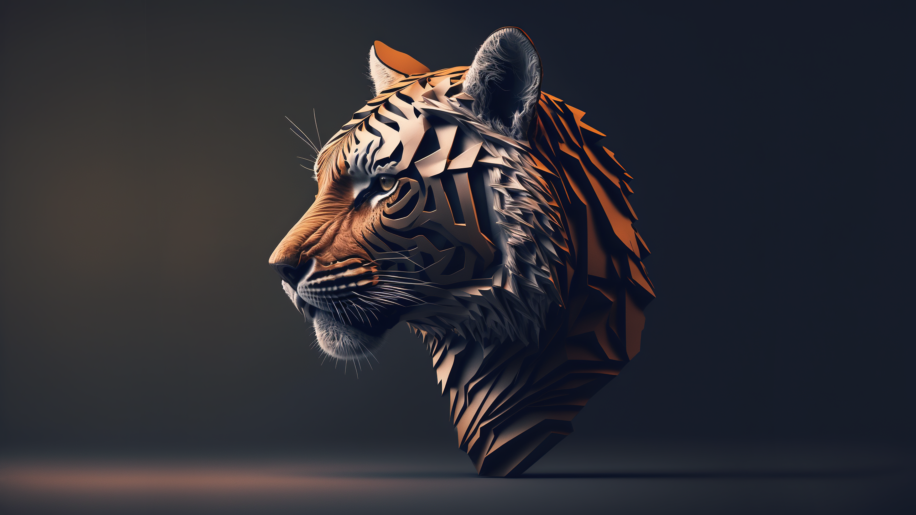 Free download Tiger Animal Minimalism Simple Background Computer Wallpaper 4K Wallpaper, Wallpaper(s) website provided.