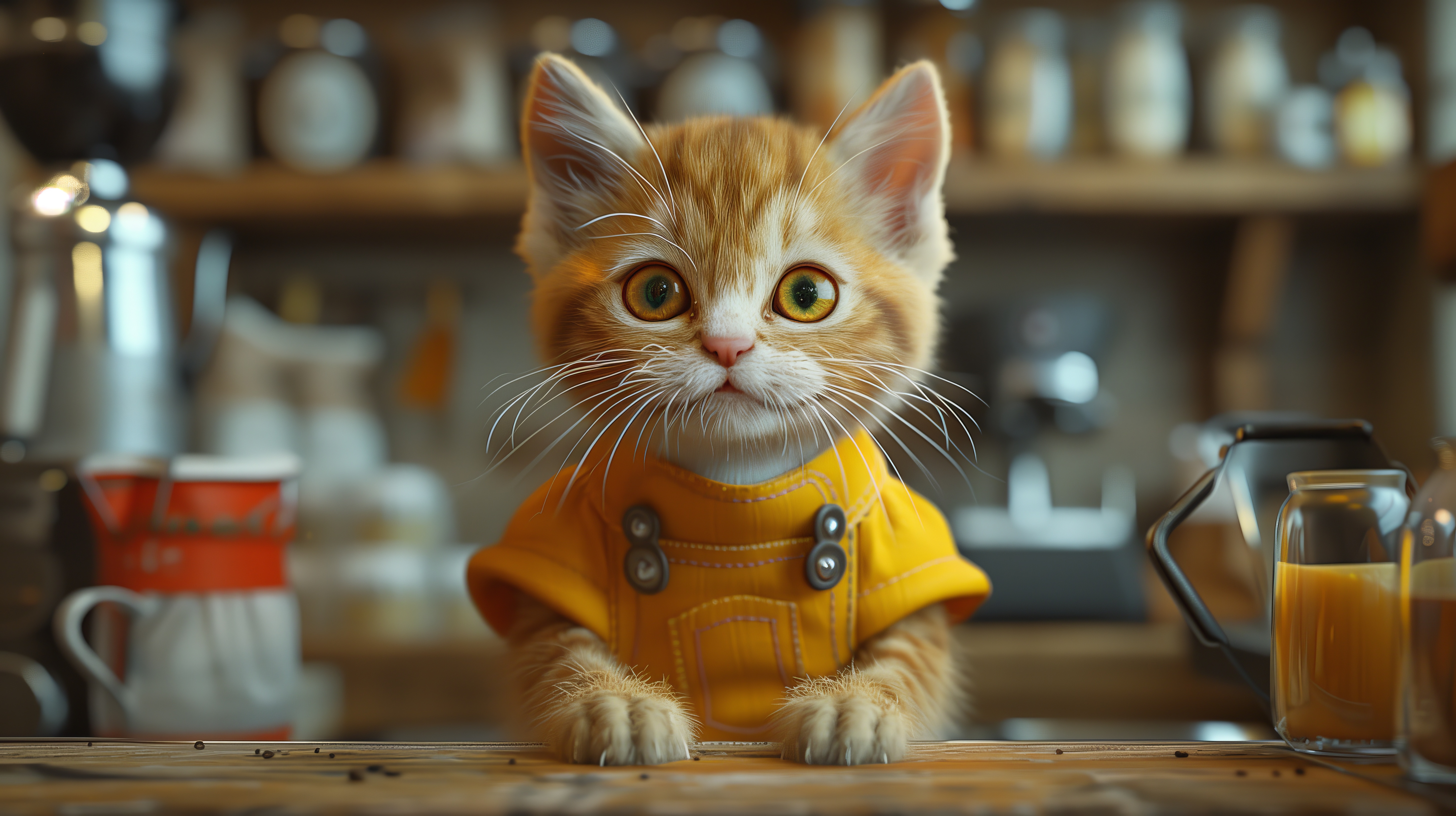 Free download Barista Artificial Intelligence Art Cat Anthropomorphism Kitten Computer Wallpaper 4K Wallpaper, Wallpaper(s) website provided.
