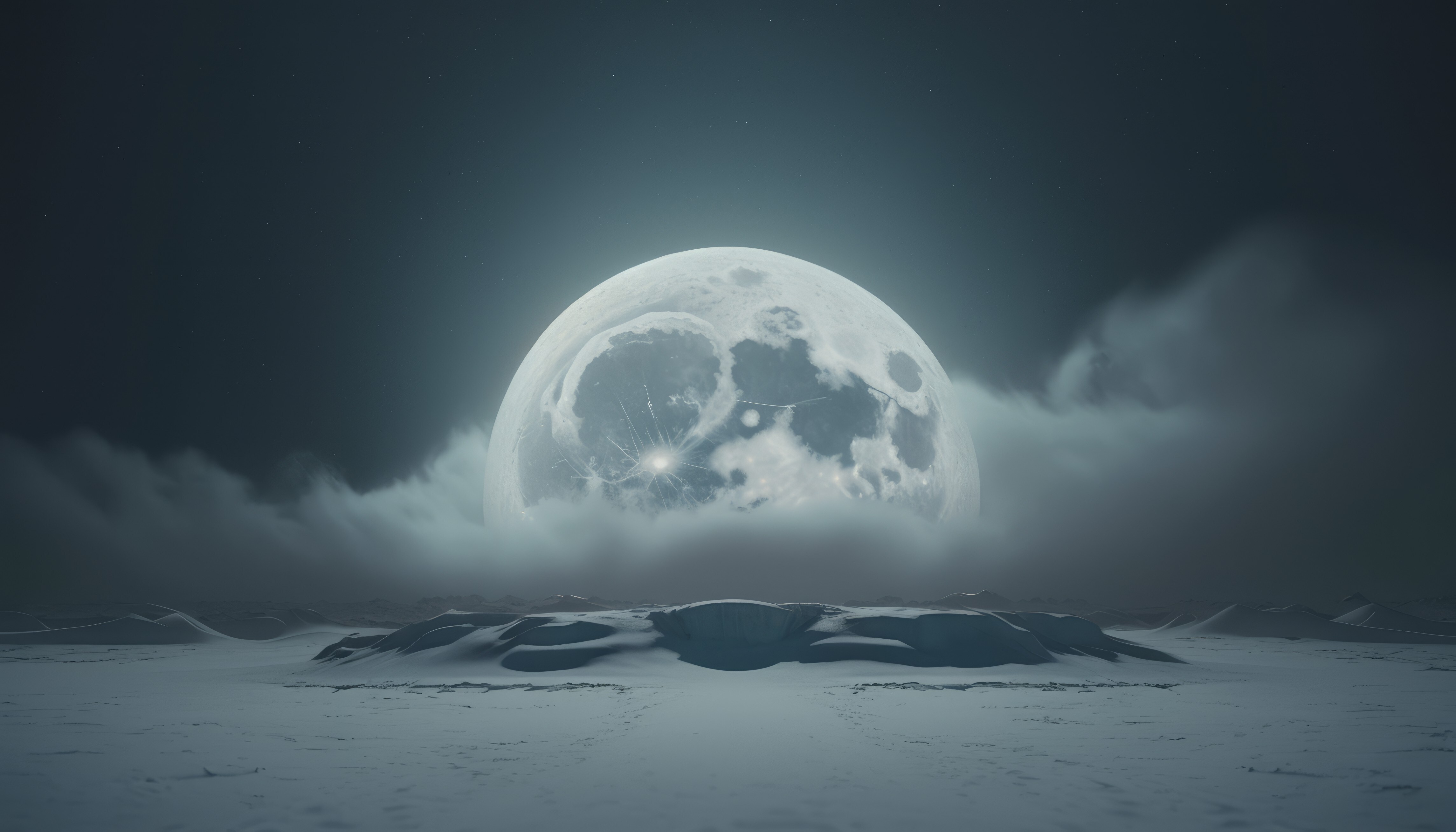 Free download Art Cloud Moon Planet Winter Snow Simple Background Minimalism 4K Wallpaper, Wallpaper(s) website provided.