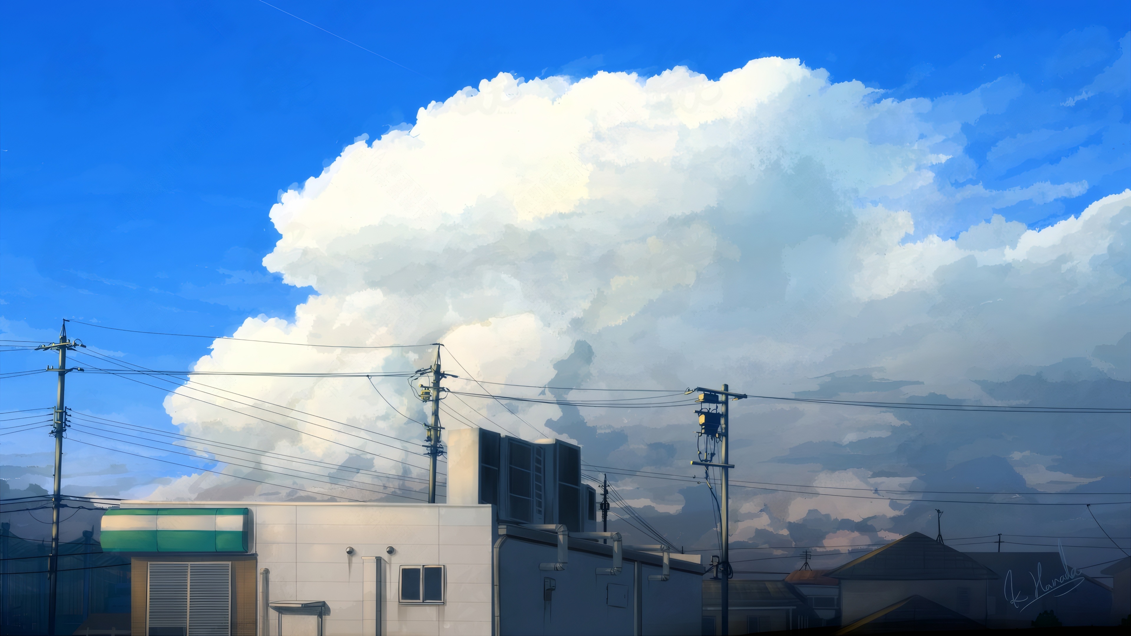 Free download Sky Cloud Telephone Pole Healing Anime Landscape, Wallpaper(s)