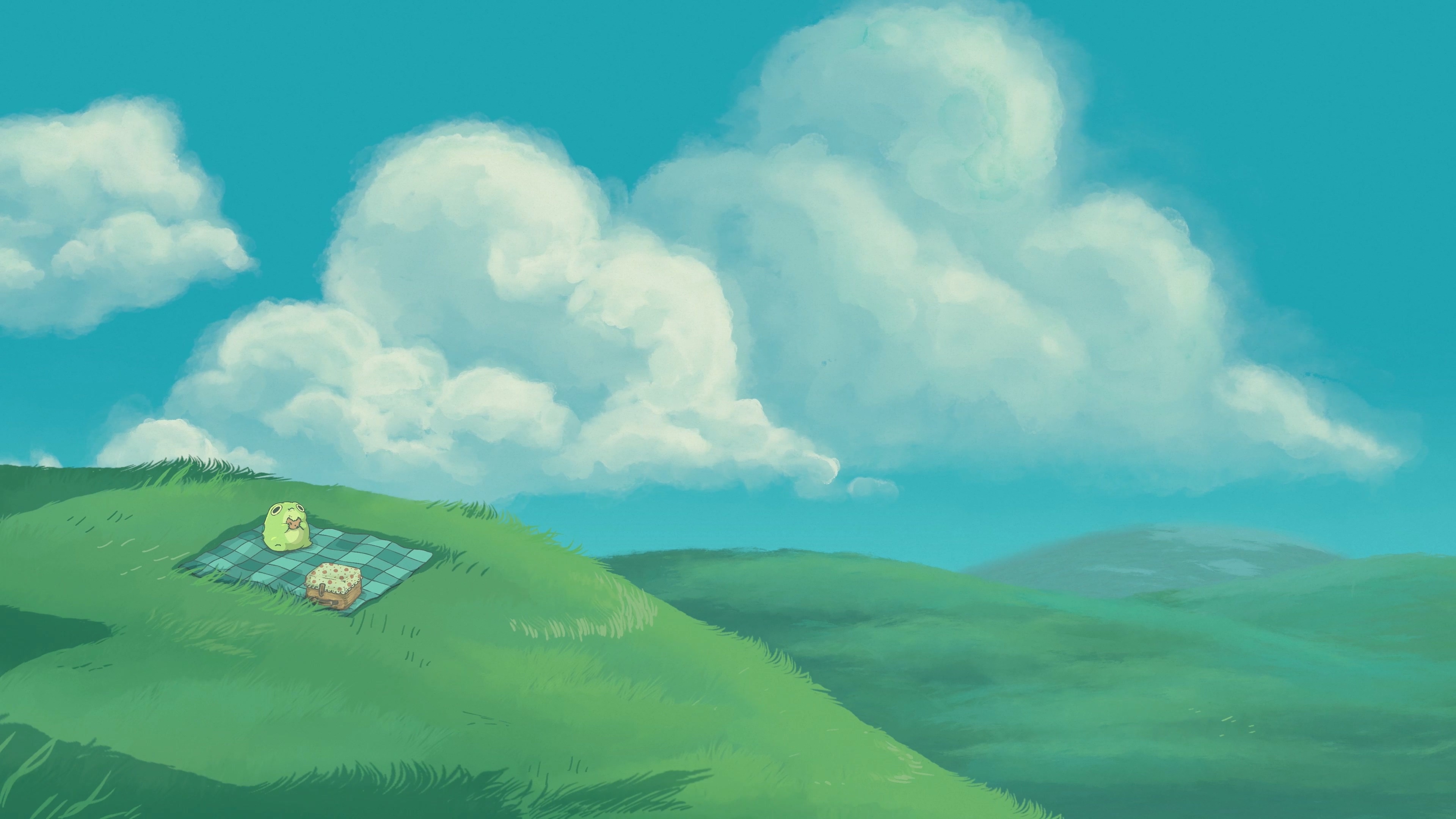 Free download AbiToads sitting digital art illustration digital painting nature animal toad diet field cloud sky 4K wallpaper, Wallpaper(s) website provided.