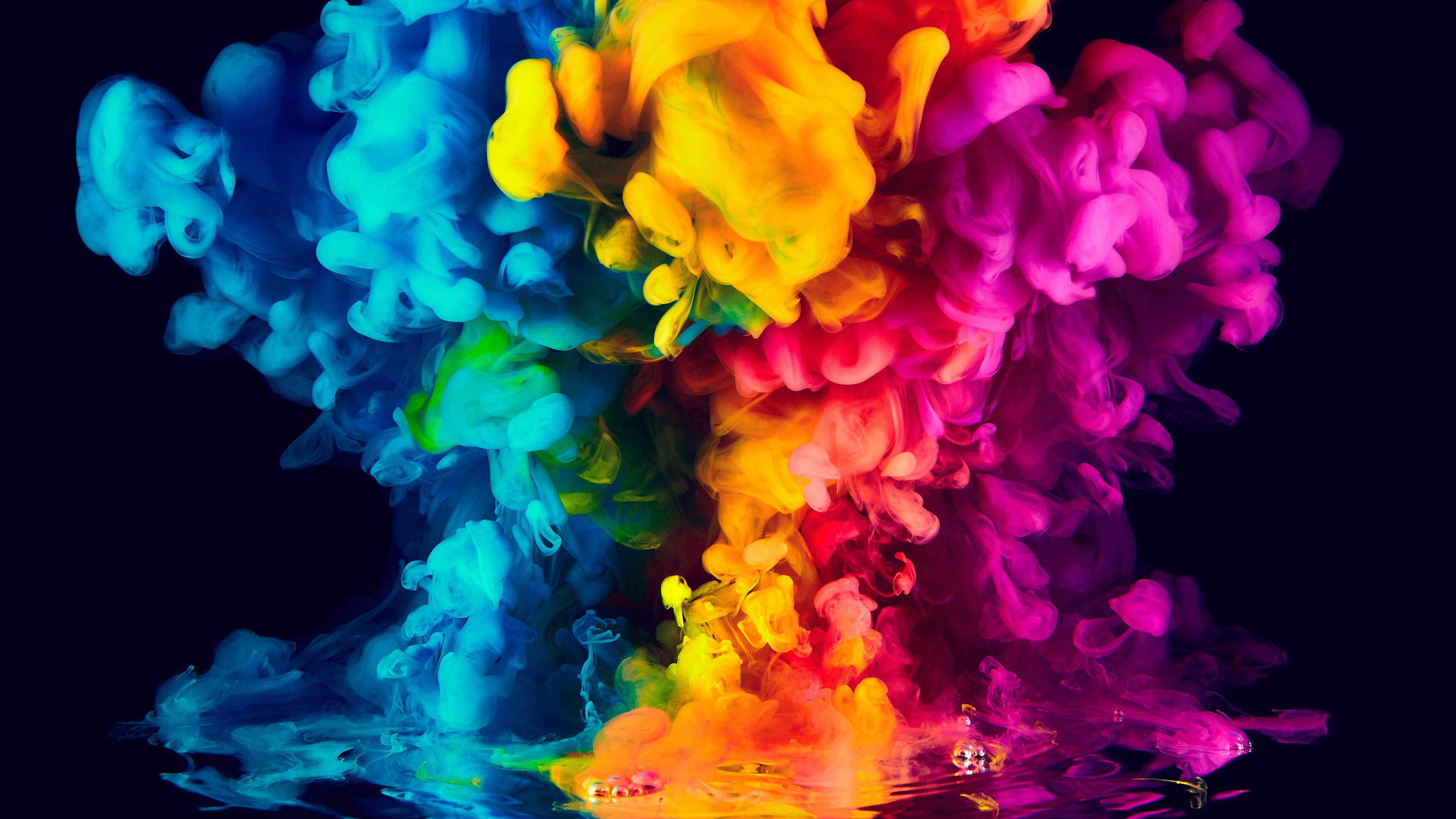 Free download Colorful Ink Smoke Vibrant Cyan Pink Yellow Blue Background Blue 4K Wallpaper, Wallpaper(s) website provided.