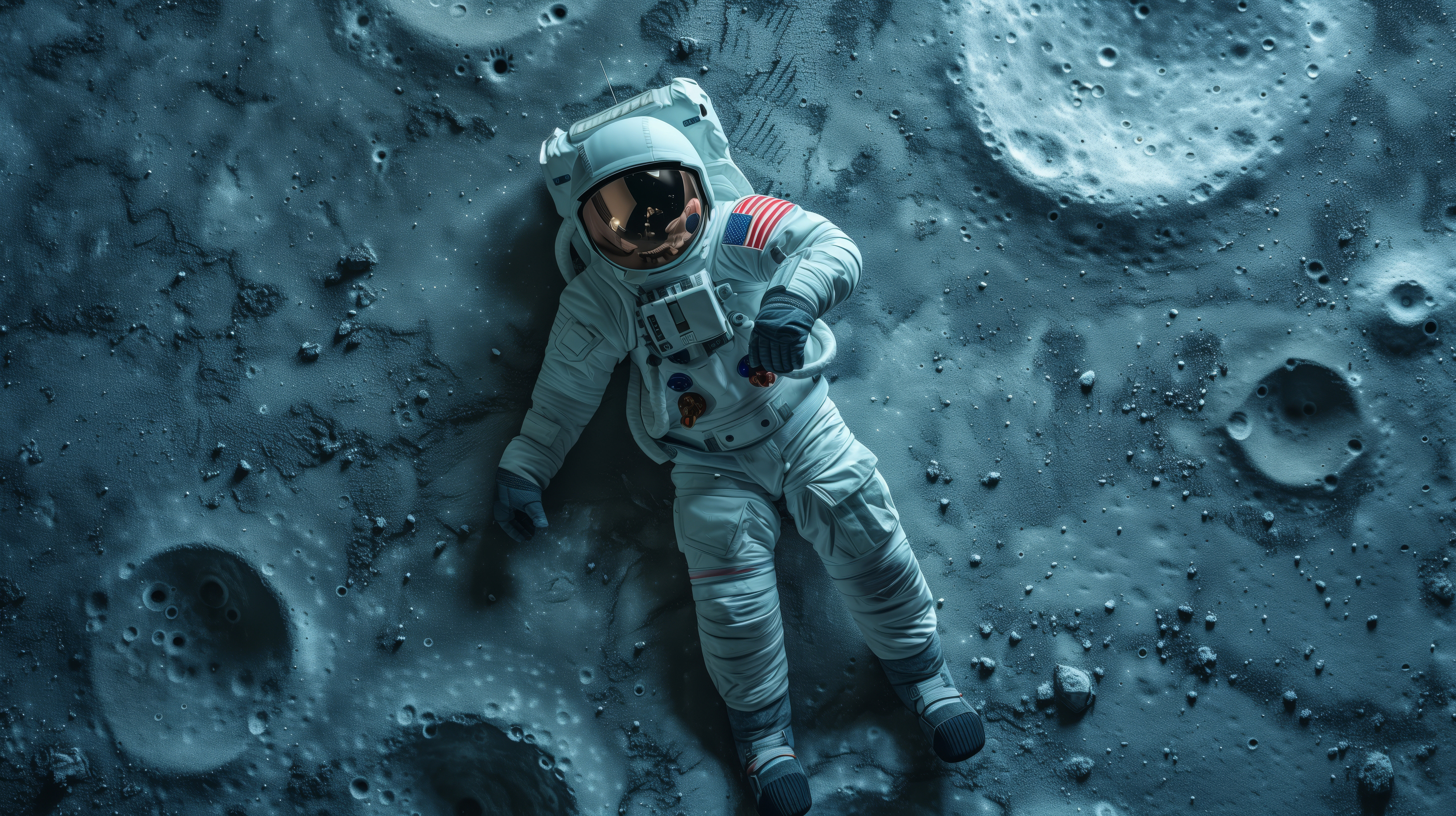 Free download Astronaut AI Art Moon Blue Illustration Computer Wallpaper 4K Wallpaper, Wallpaper(s) website provided.