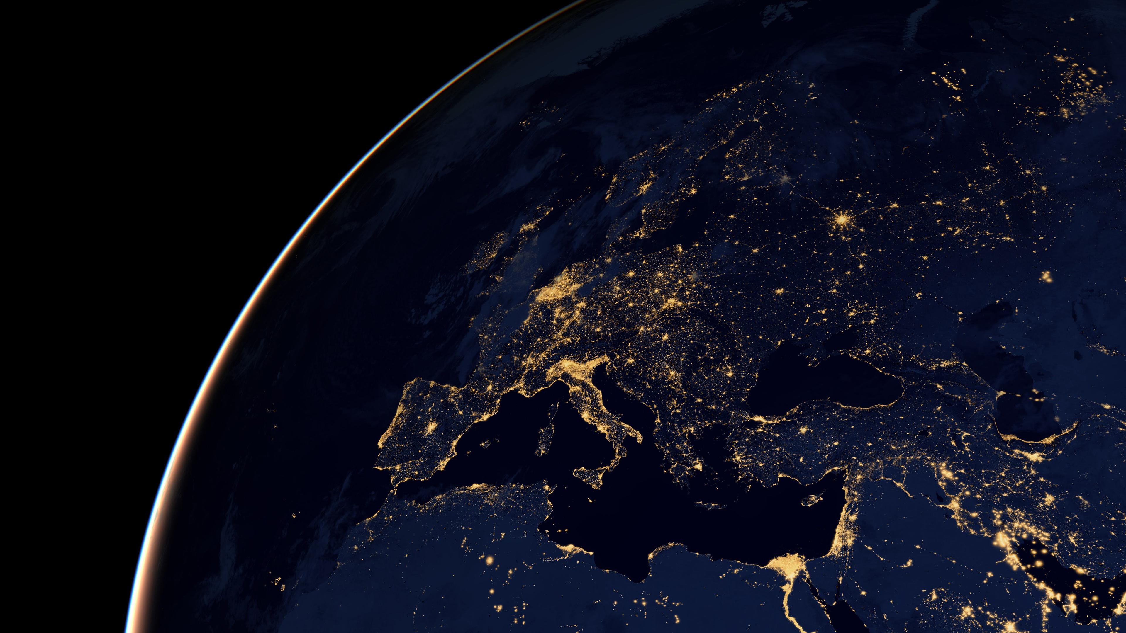 Free download Space AI Art Europe Planet Night Italy Lights City Lights Blue Computer Wallpaper 4K Wallpaper, Wallpaper(s) website provided.