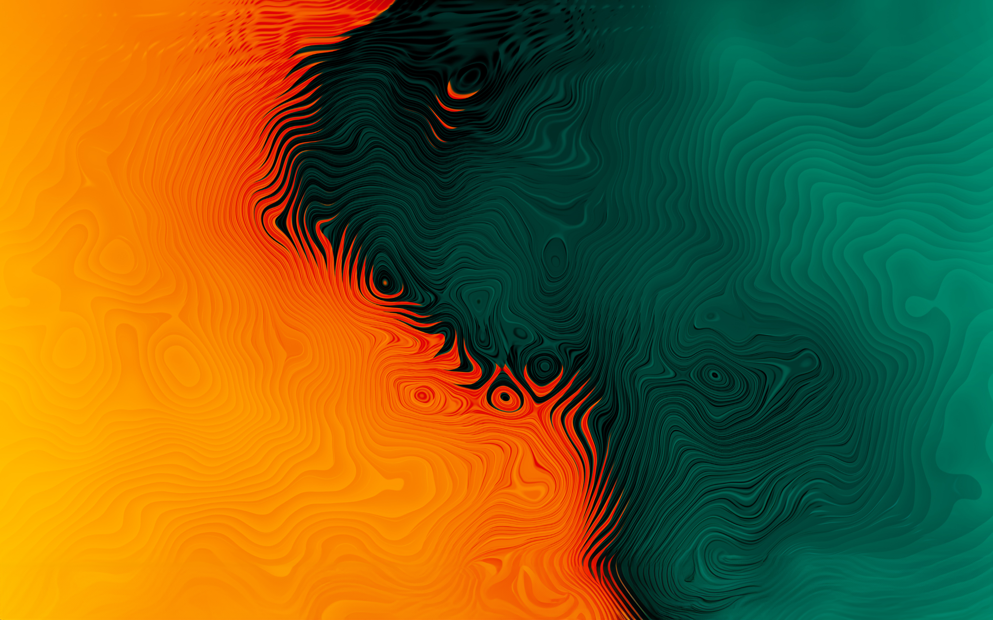 Free download Abstract orange green wavy lines 4K wallpaper, Wallpaper(s) website provided.