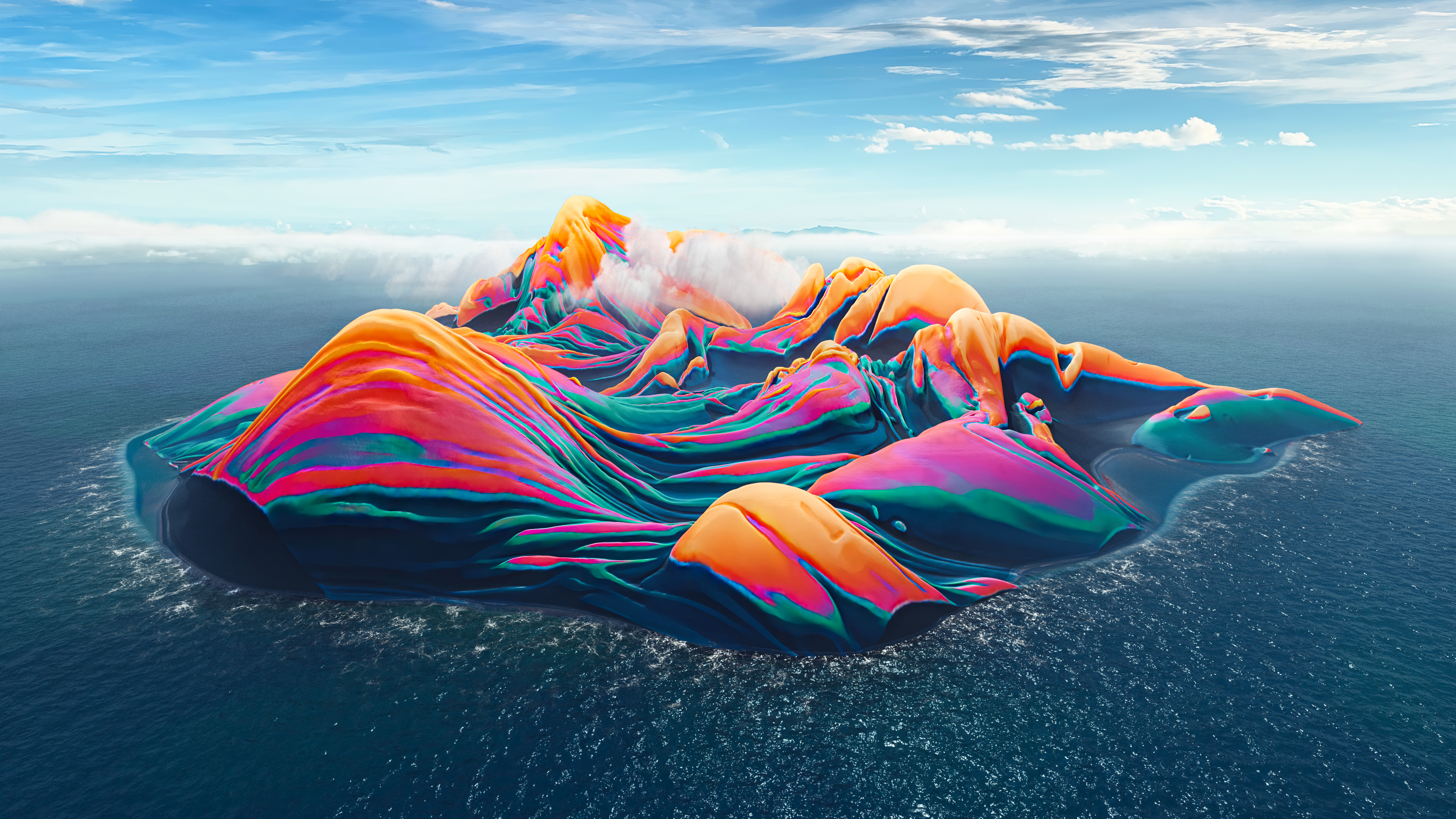 Free download Island Abstract Rainbow Color AI Art 4K Wallpaper, Wallpaper(s) website provided.