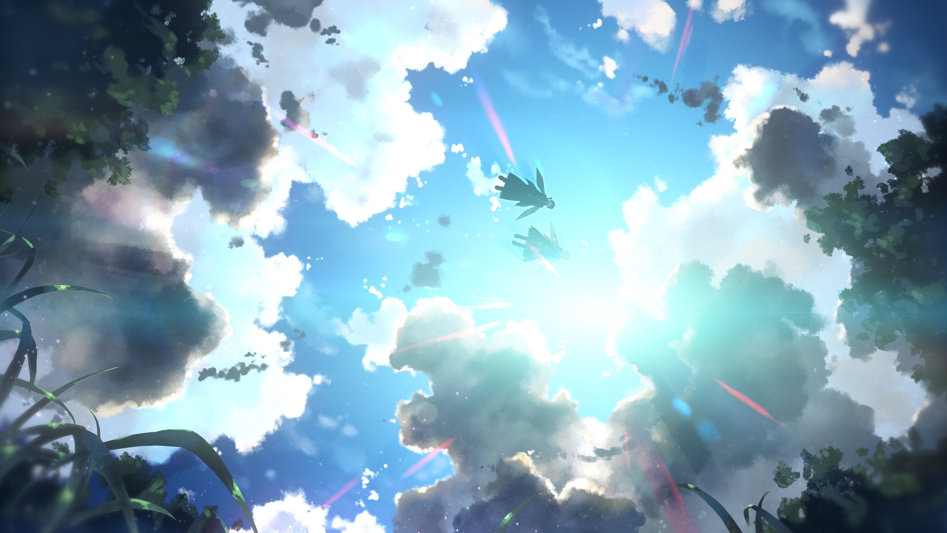 Free download Sword Art Online Clouds Sky Wings Flying Anime Outdoor 4K Wallpaper, Wallpaper(s) website provided.