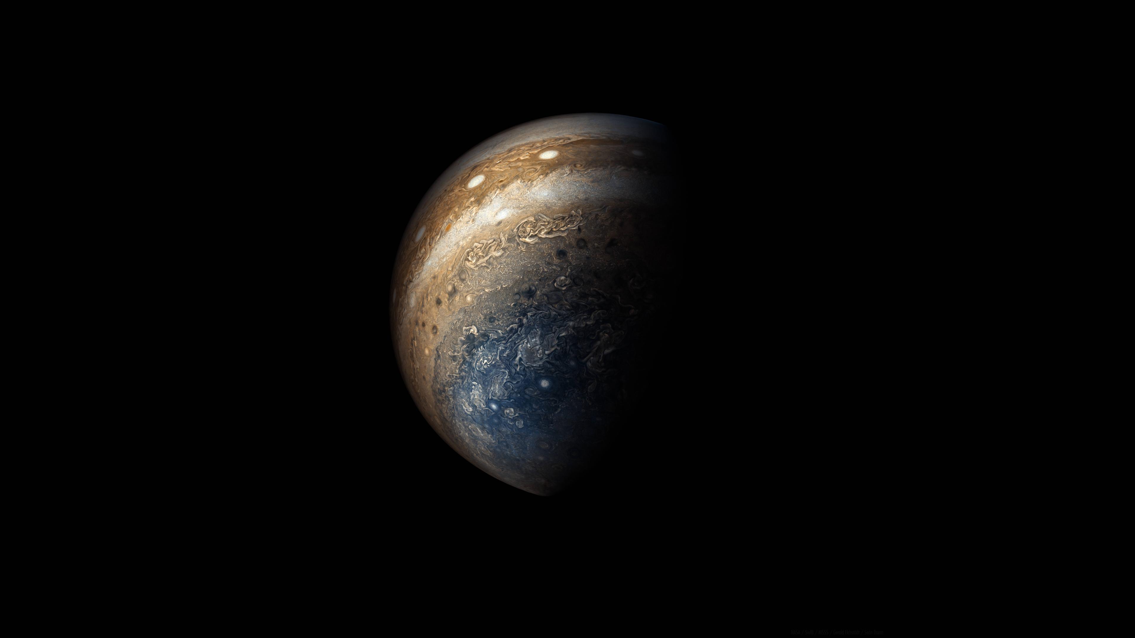 Free download Jupiter Planet Space Science Dark Blue Brown Milky Way Universe Solar System Space Art Simple Background 4K Wallpaper, Wallpaper(s) website provided.