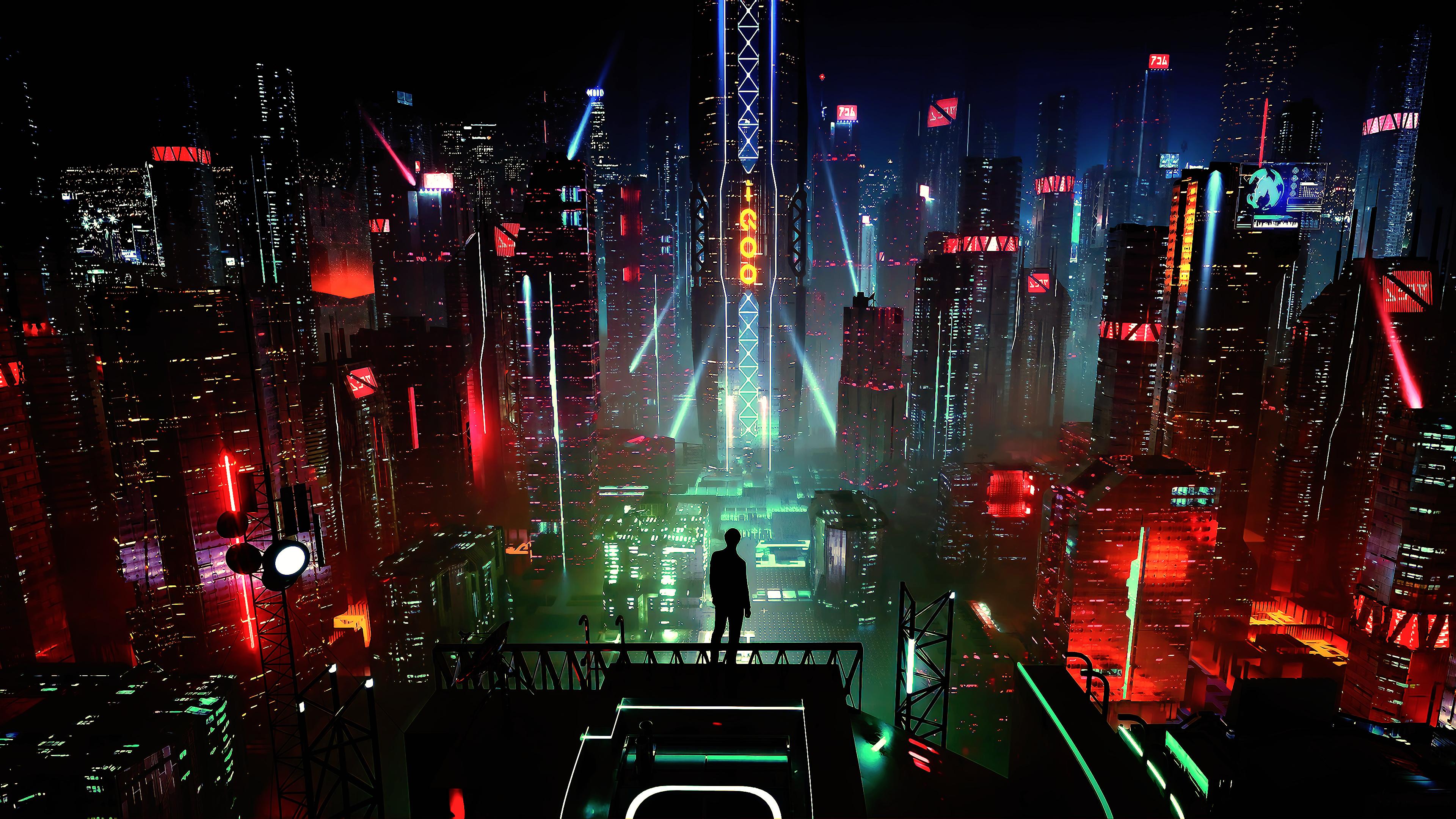 Free download Cyberpunk Futurism Fantasy Art Cityscape Future City Men Night Computer Wallpaper 4K Wallpaper, Wallpaper(s) website provided.