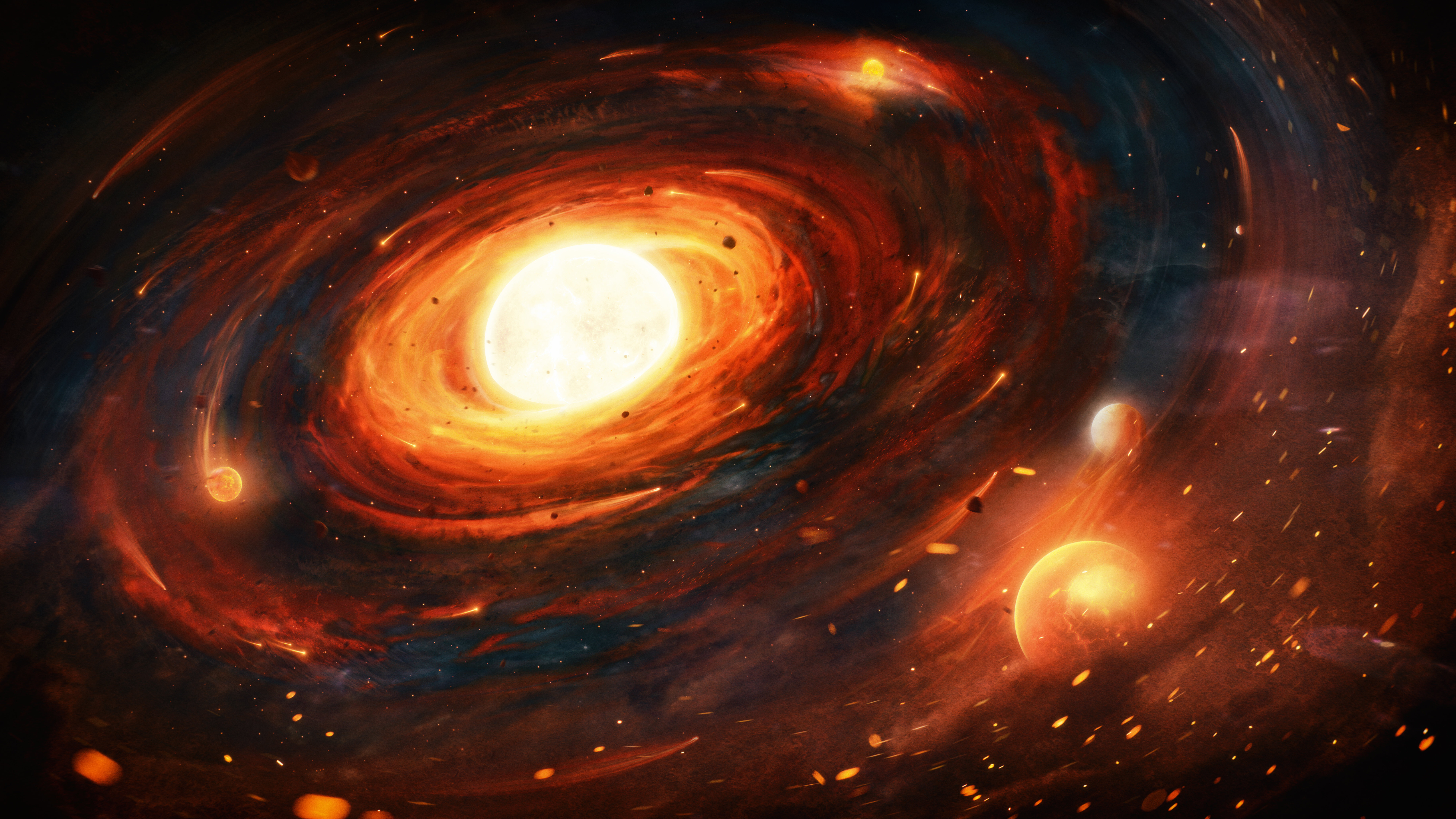 Free download AI Art Universe Space Art Orange Red Computer Wallpaper 8K Wallpaper, Wallpaper(s) website provided.