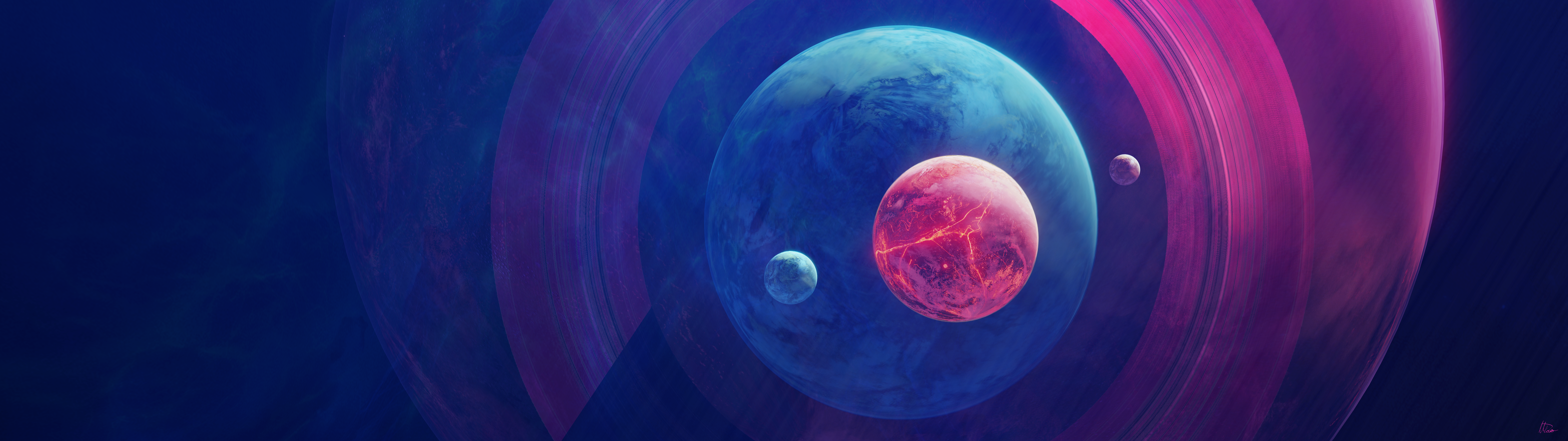 Free download Ice Lava Moon Planet Space Art Universe Blue Space AI Art Illustration Widescreen 8K Wallpaper, Wallpaper(s) website provided.