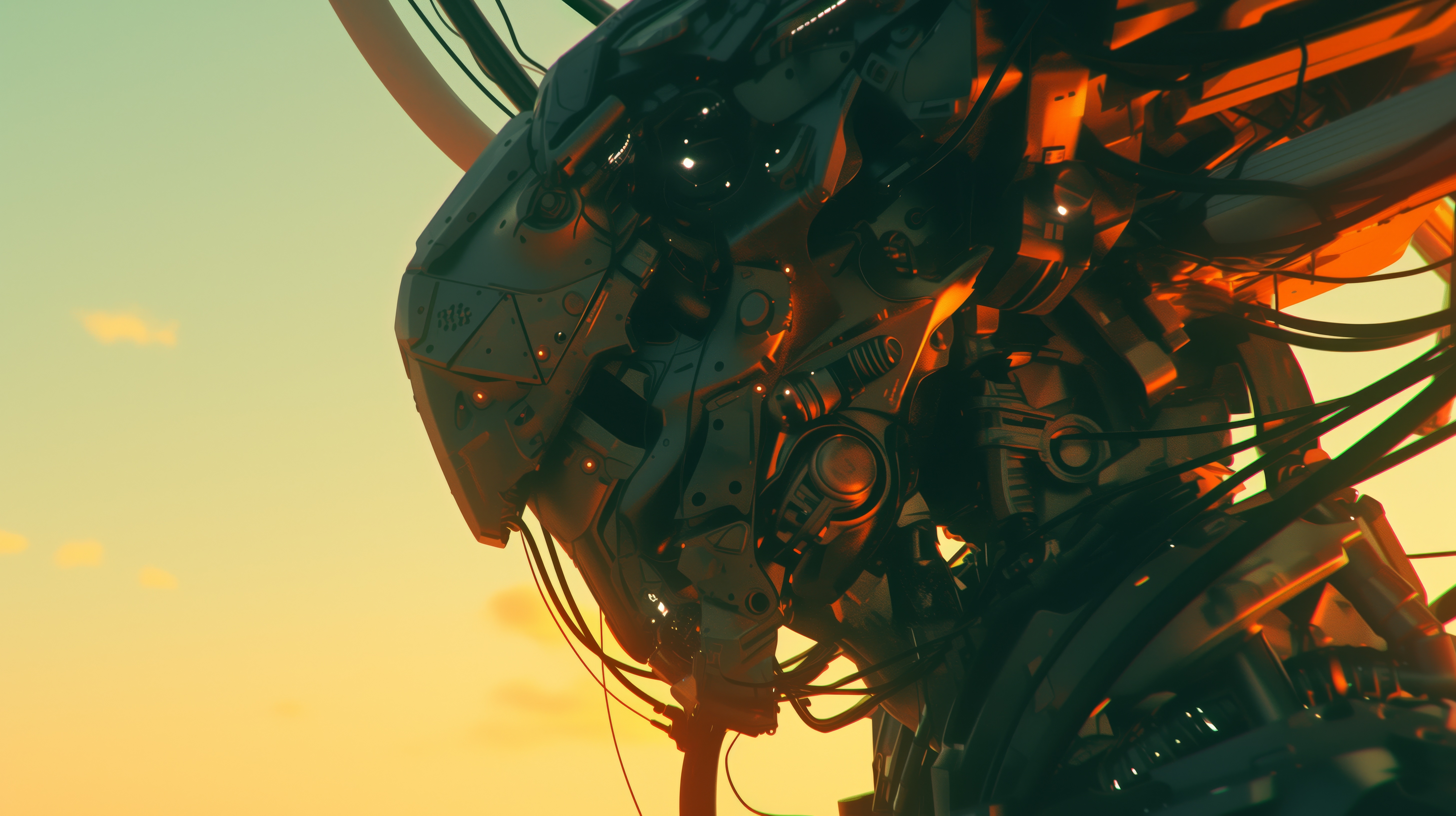 Free download AI Art Robot Illustration Dusk Computer Wallpaper 4K Wallpaper, Wallpaper(s) website provided.