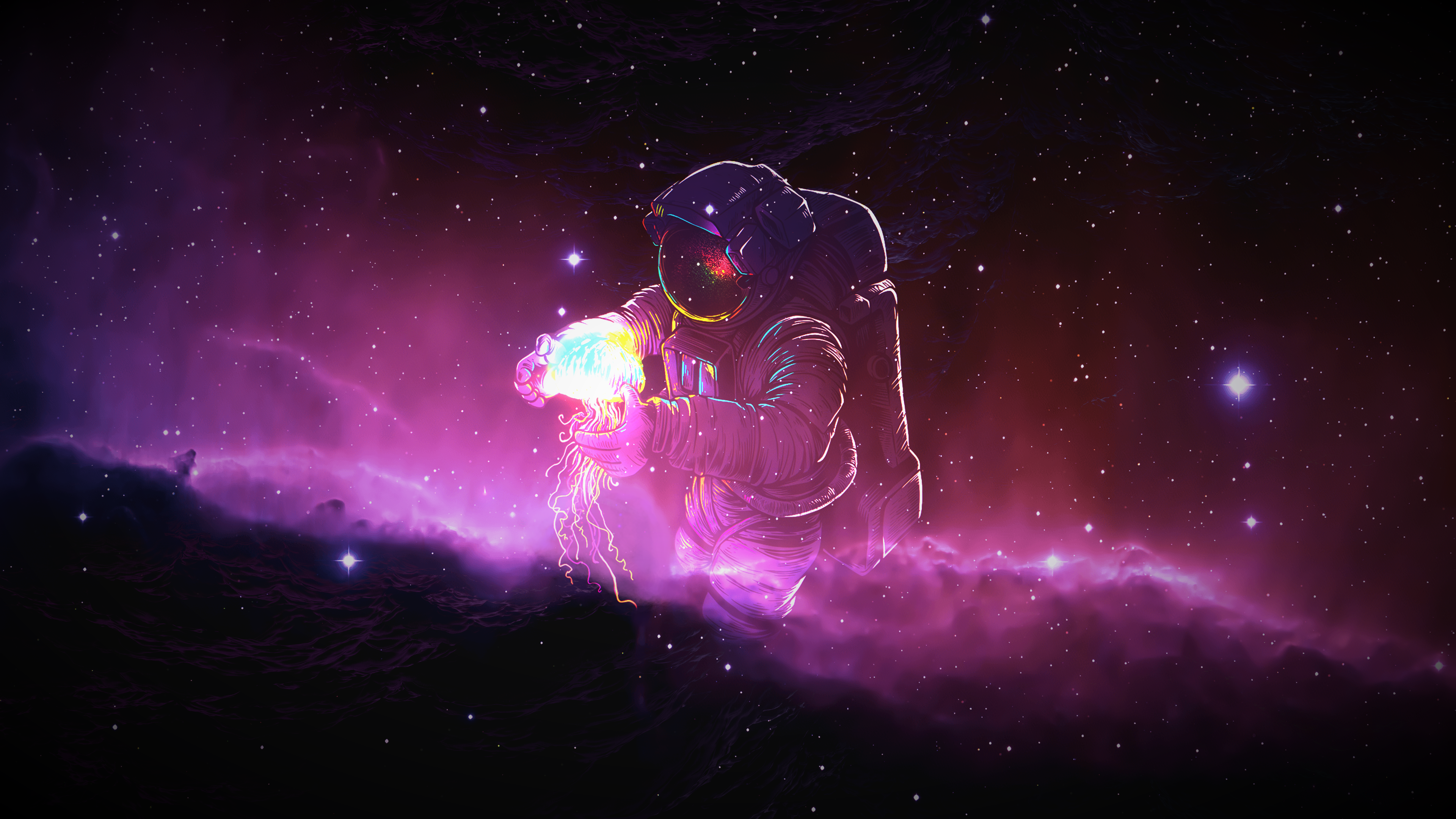 Free download Astronaut Universe Nebula Star Jellyfish Space Computer Wallpaper 4K Wallpaper, Wallpaper(s) website provided.