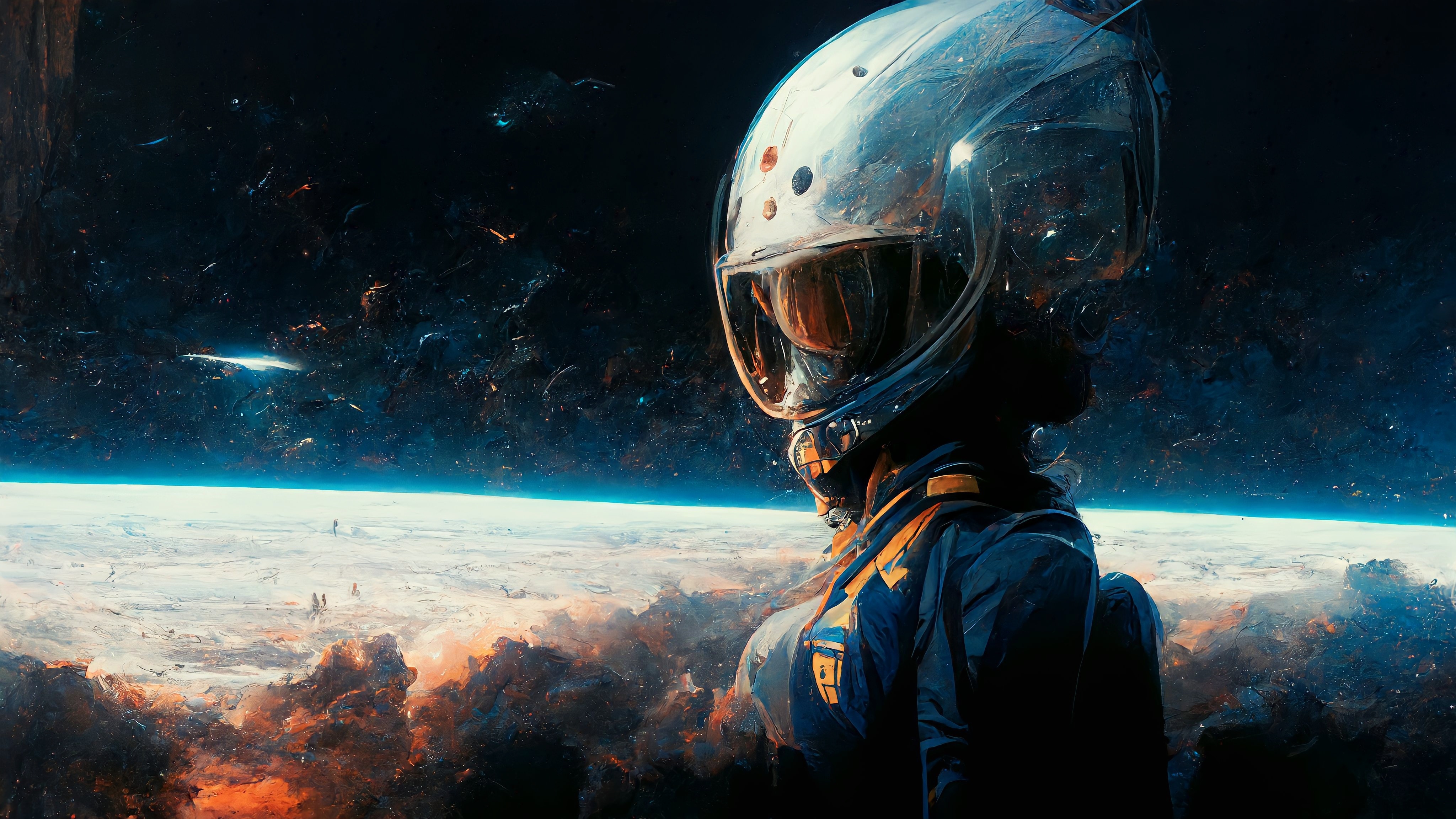 Free download Astronaut Space Planet Stars Universe Alien Art Helmet Alien Computer Wallpaper 4K Wallpaper, Wallpaper(s) website provided.