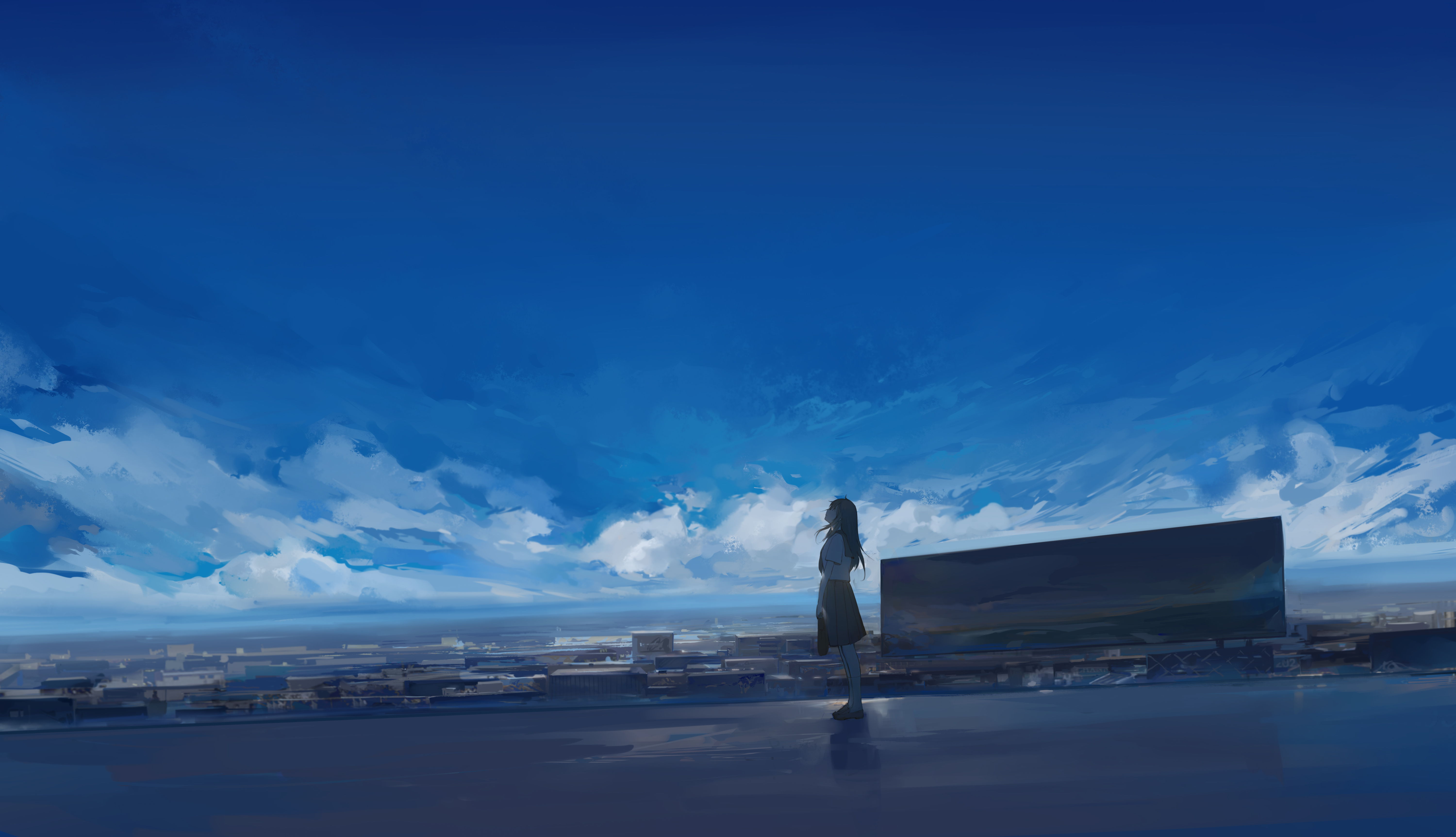 Free download Blue anime girl sky 4K wallpaper, Wallpaper(s) website provided.