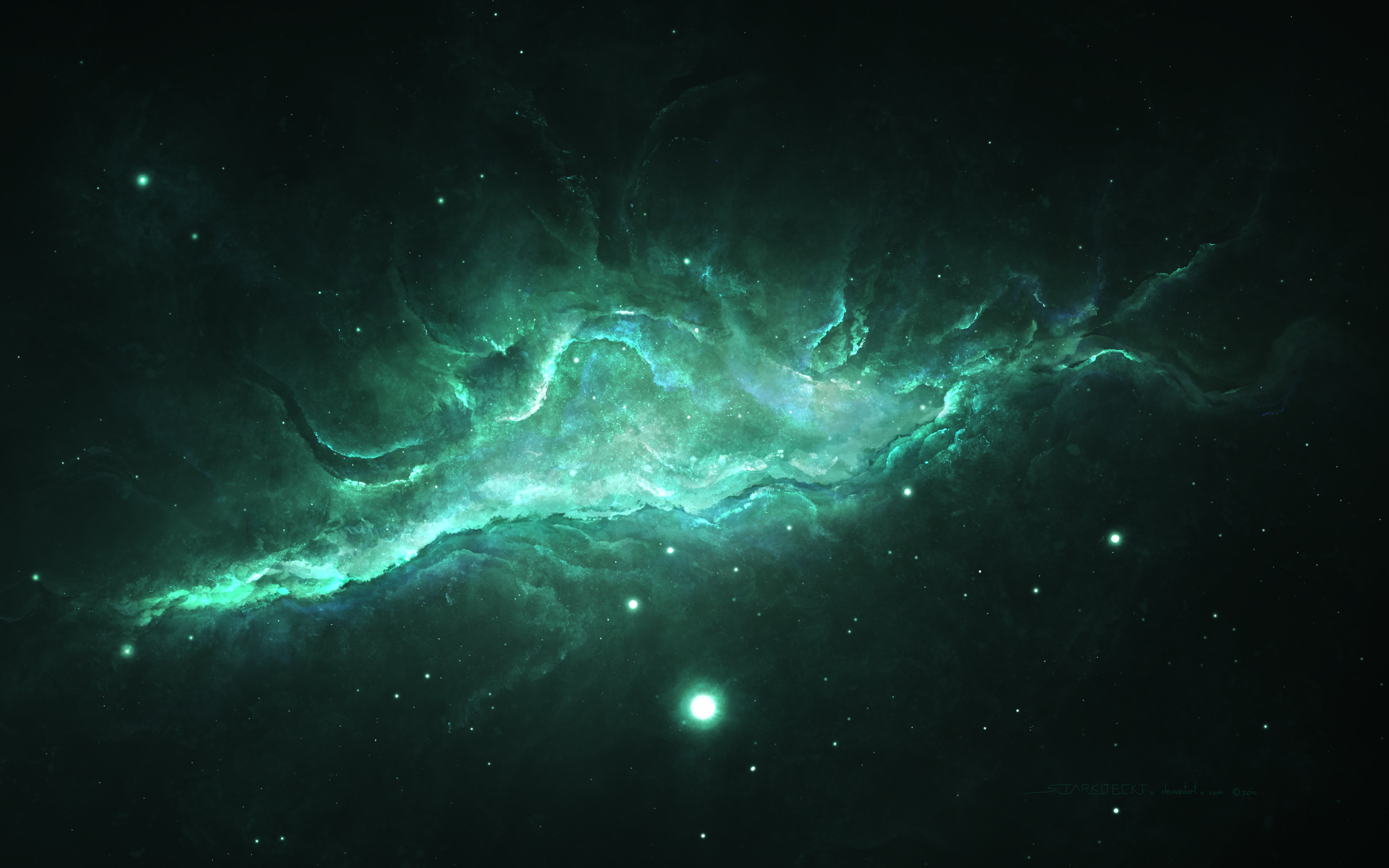 Free download Space Nebula Stars Universe Space Art Green 4K Wallpaper, Wallpaper(s) website provided.