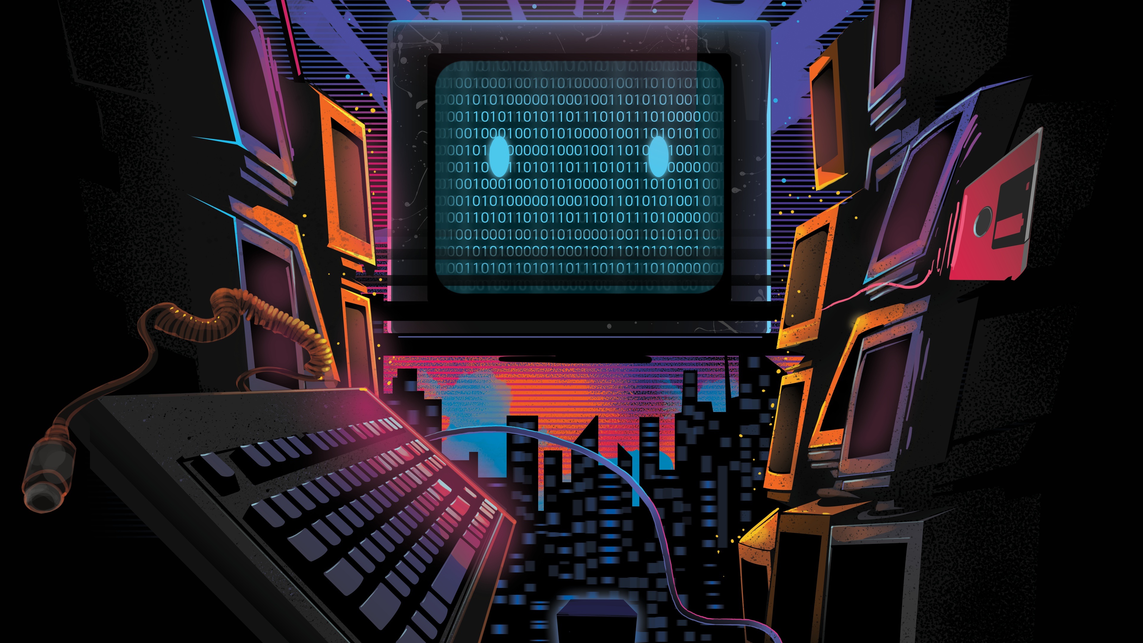 Free download Computer Pictures Technology Binary Keyboard AI Art Simple Background 4K Wallpaper, Wallpaper(s) website provided.