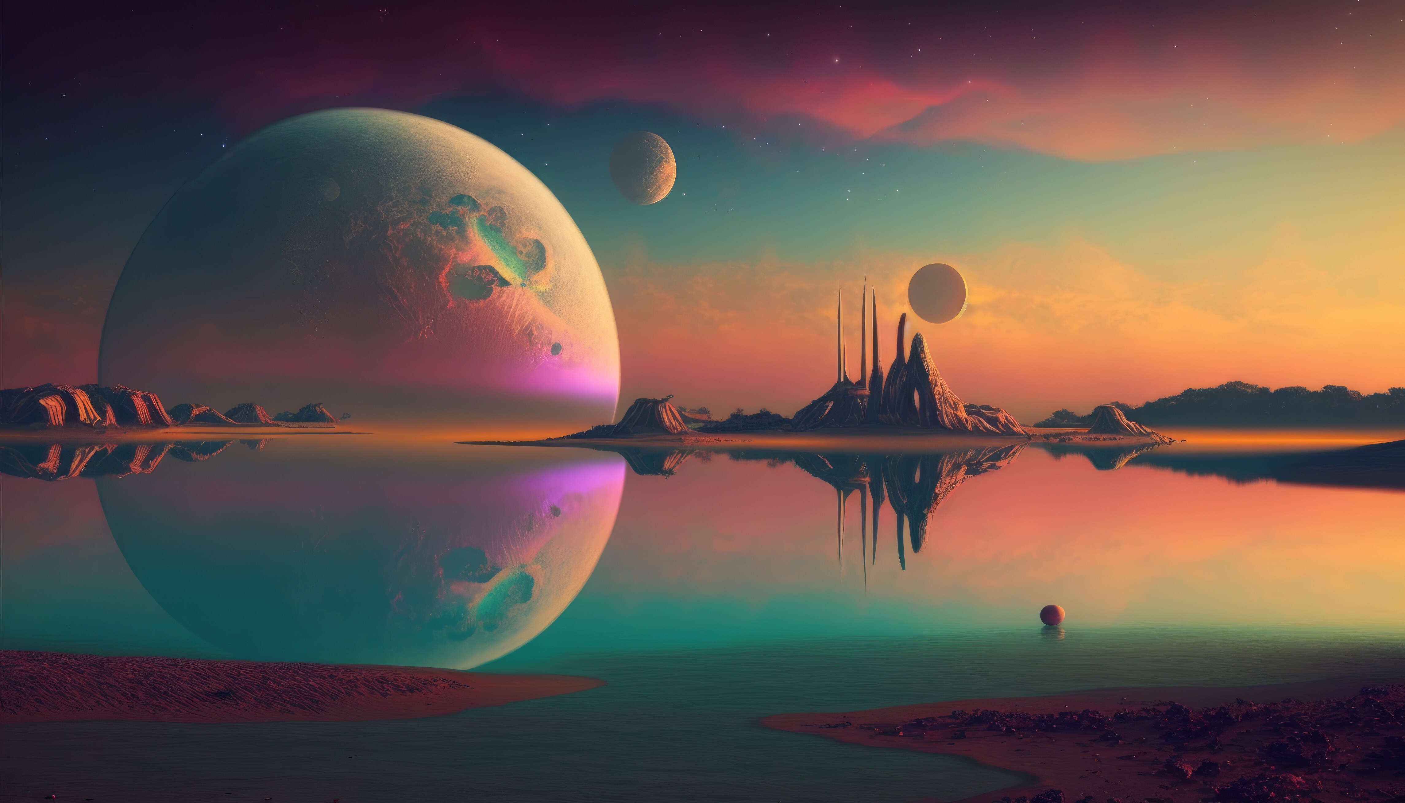 Free download Art Illustrations Science Fiction Planet Water 4K Wallpaper, Wallpaper(s) website provided.