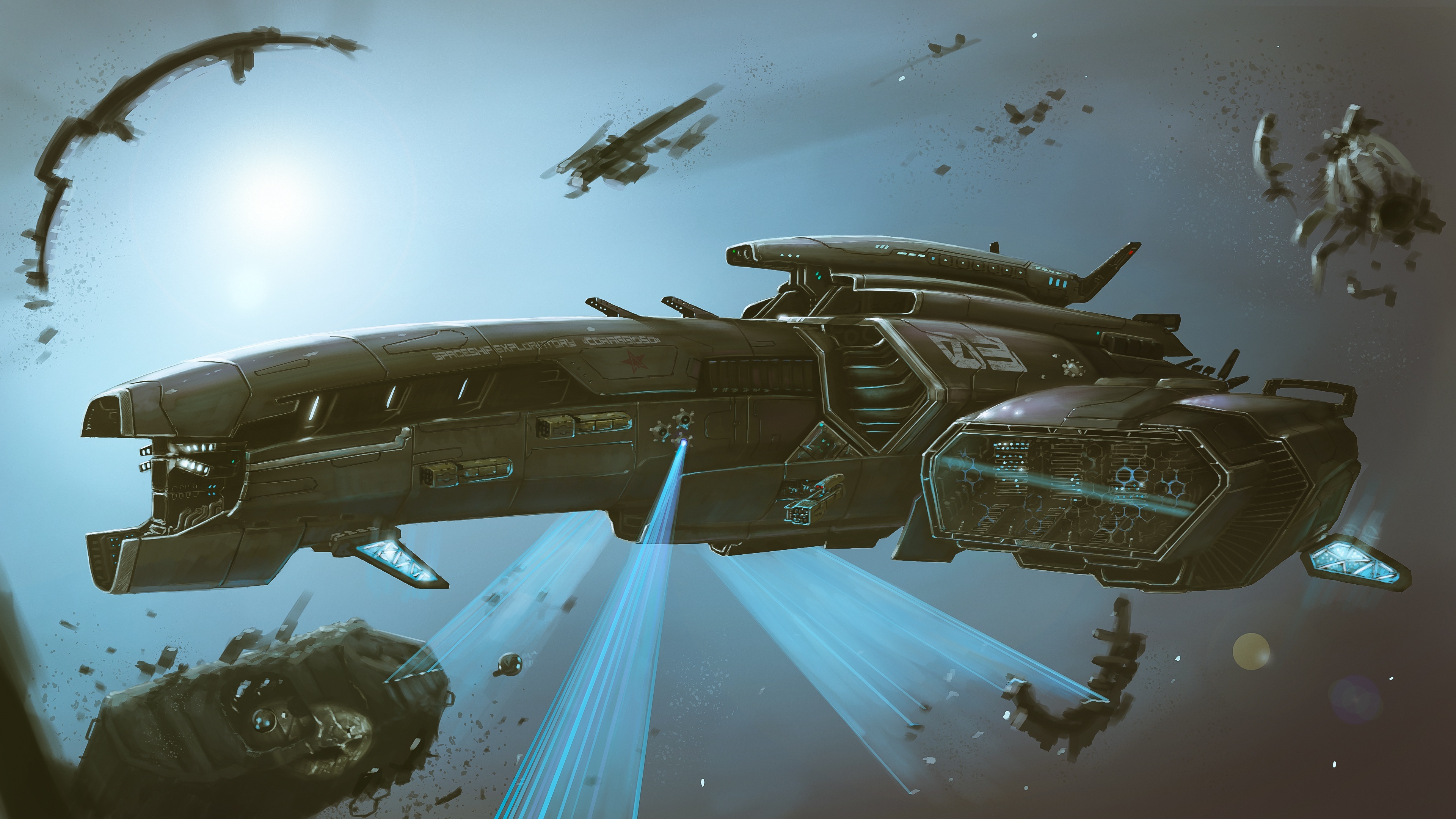 Free download Spaceship Science Fiction Artwork Digital Art Computer Wallpaper 4K Wallpaper, Wallpaper(s) website provided.