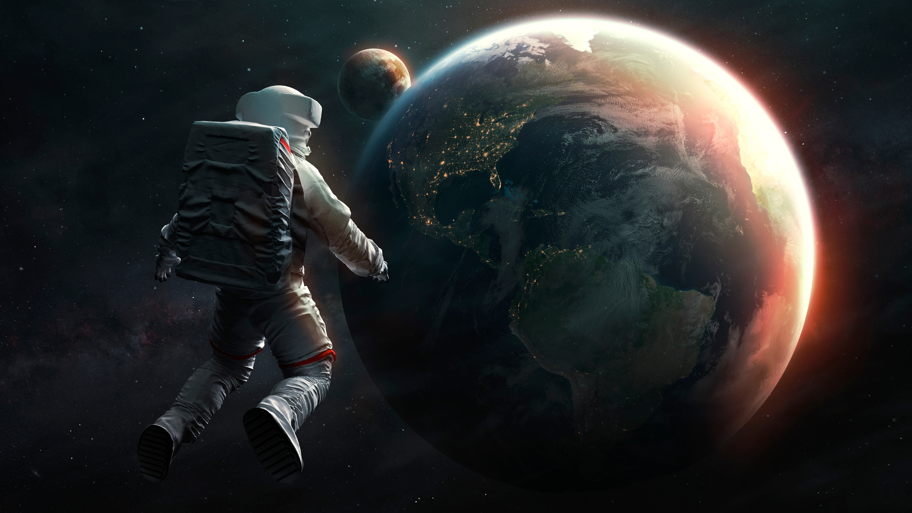 Free download Astronaut Space Universe Continent AI Art Computer Wallpaper 4K Wallpaper, Wallpaper(s) website provided.
