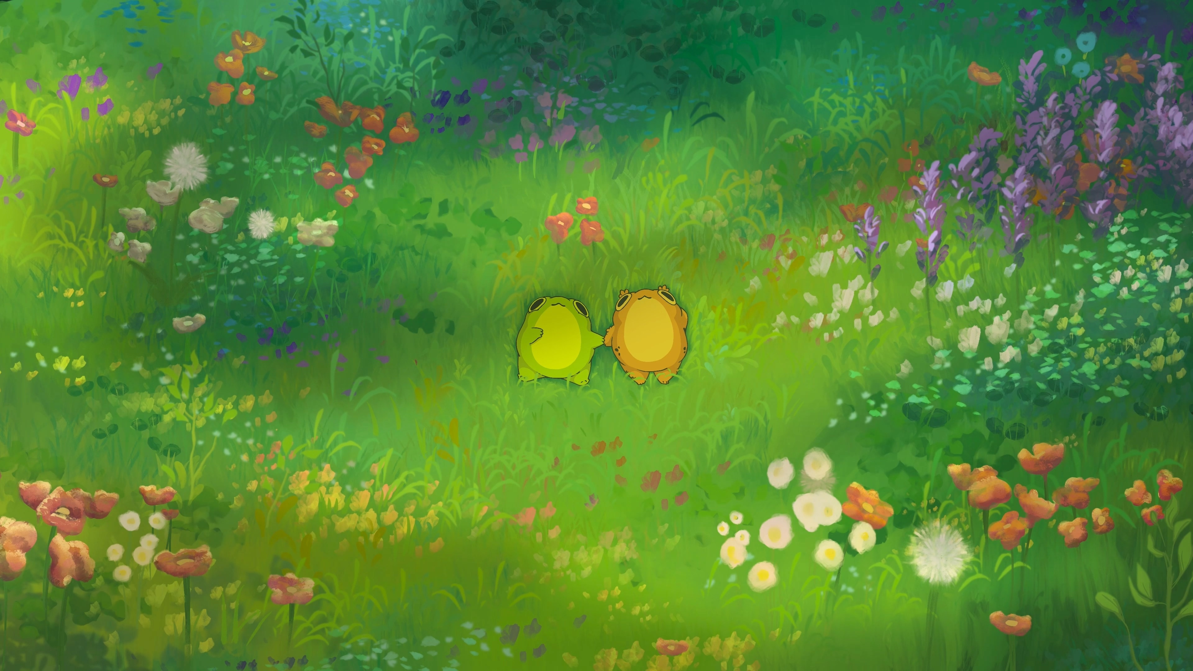 Free download AbiToads Couple Digital Art Illustration Digital Painting Nature Animal Toad Plant Flower Computer Stickers 4K Wallpaper, Wallpaper(s) website provided.