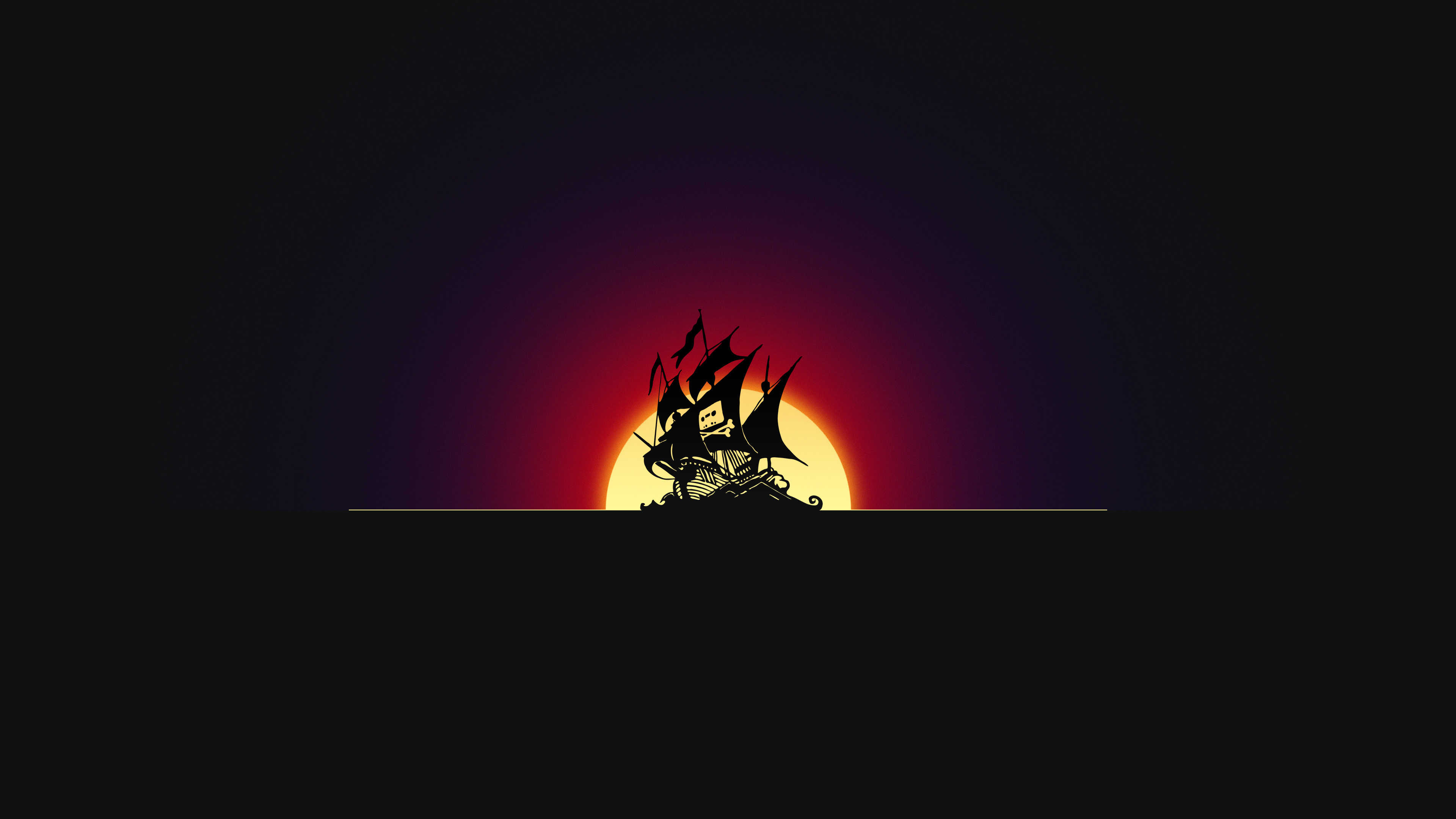 Free download Minimalism Pirate Ship Sun Dark Simple Background Pirate Bay 4K Wallpaper, Wallpaper(s) website provided.