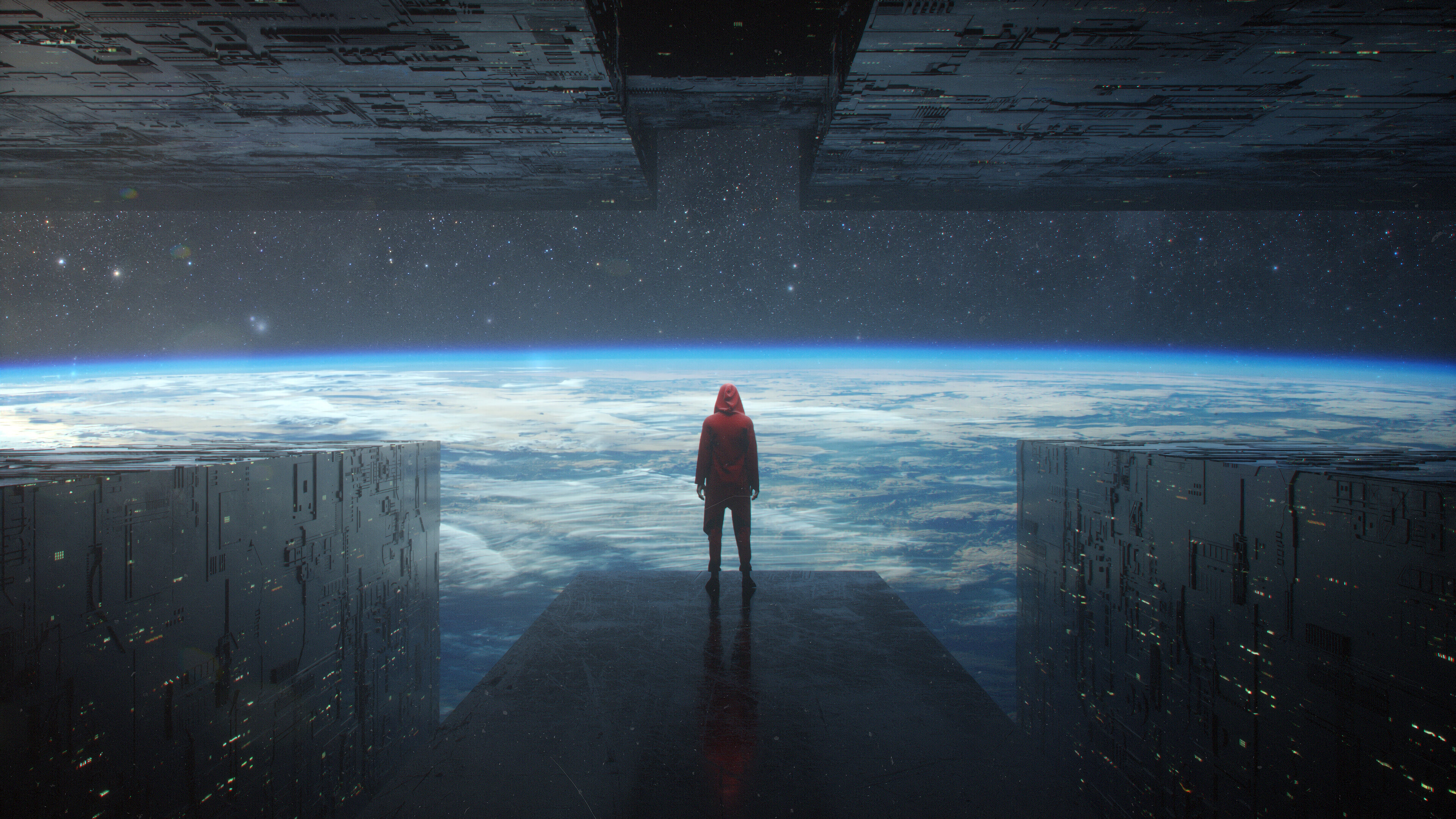 Free download Earth Space Ship Ship Futuristic Alone Star Hood Computer Wallpaper 4K Wallpaper, Wallpaper(s) website provided.
