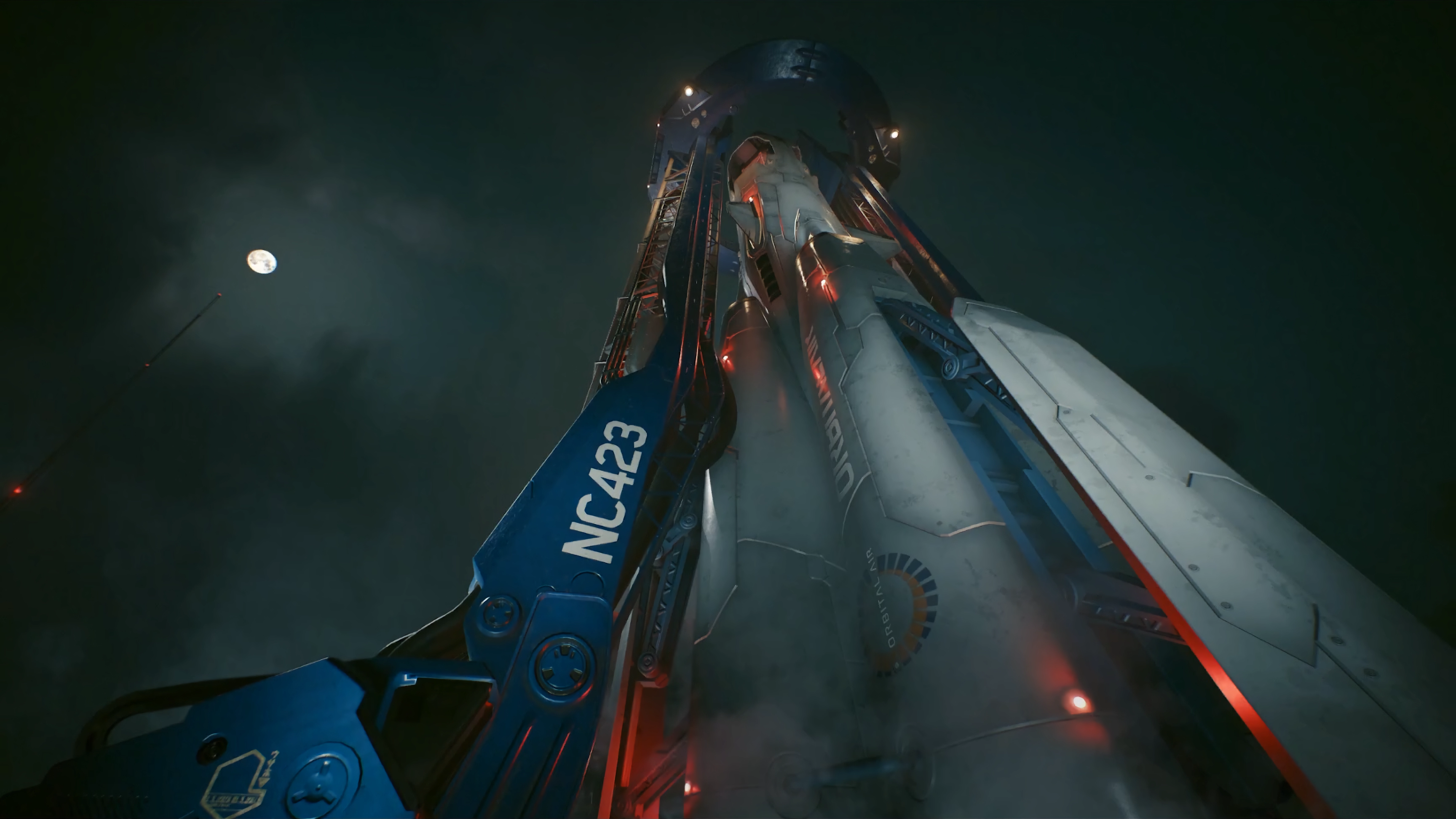 Free download Cyberpunk Phantom Free Rocket Moon Night Red Light Smoke Digital Art 4K Wallpaper, Wallpaper(s) website provided.