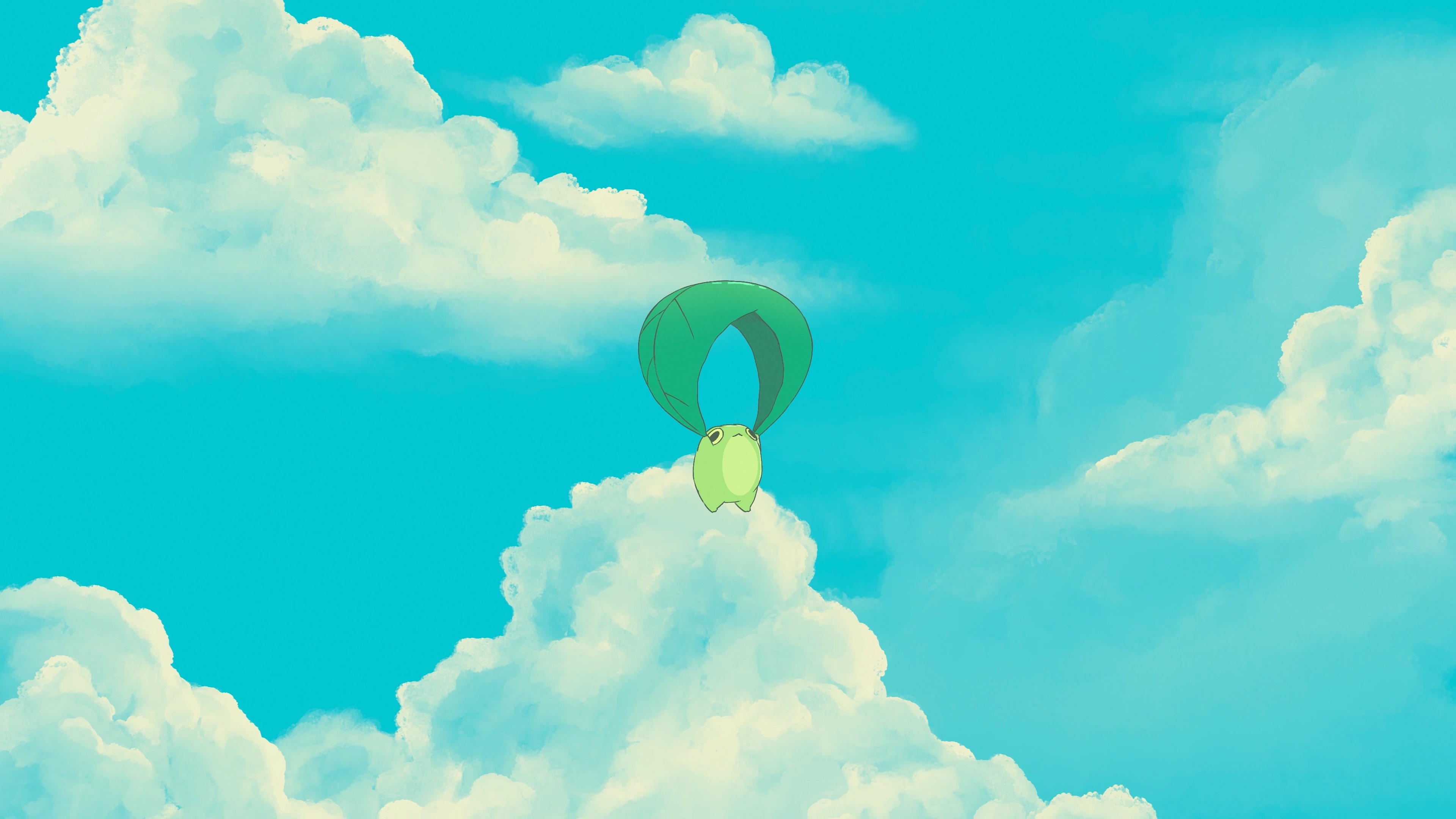 Free download AbiToads Digital Art Illustration Digital Painting Nature Animal Toad Cloud Sky Parachute Blue Sticker 4K Wallpaper, Wallpaper(s) website provided.