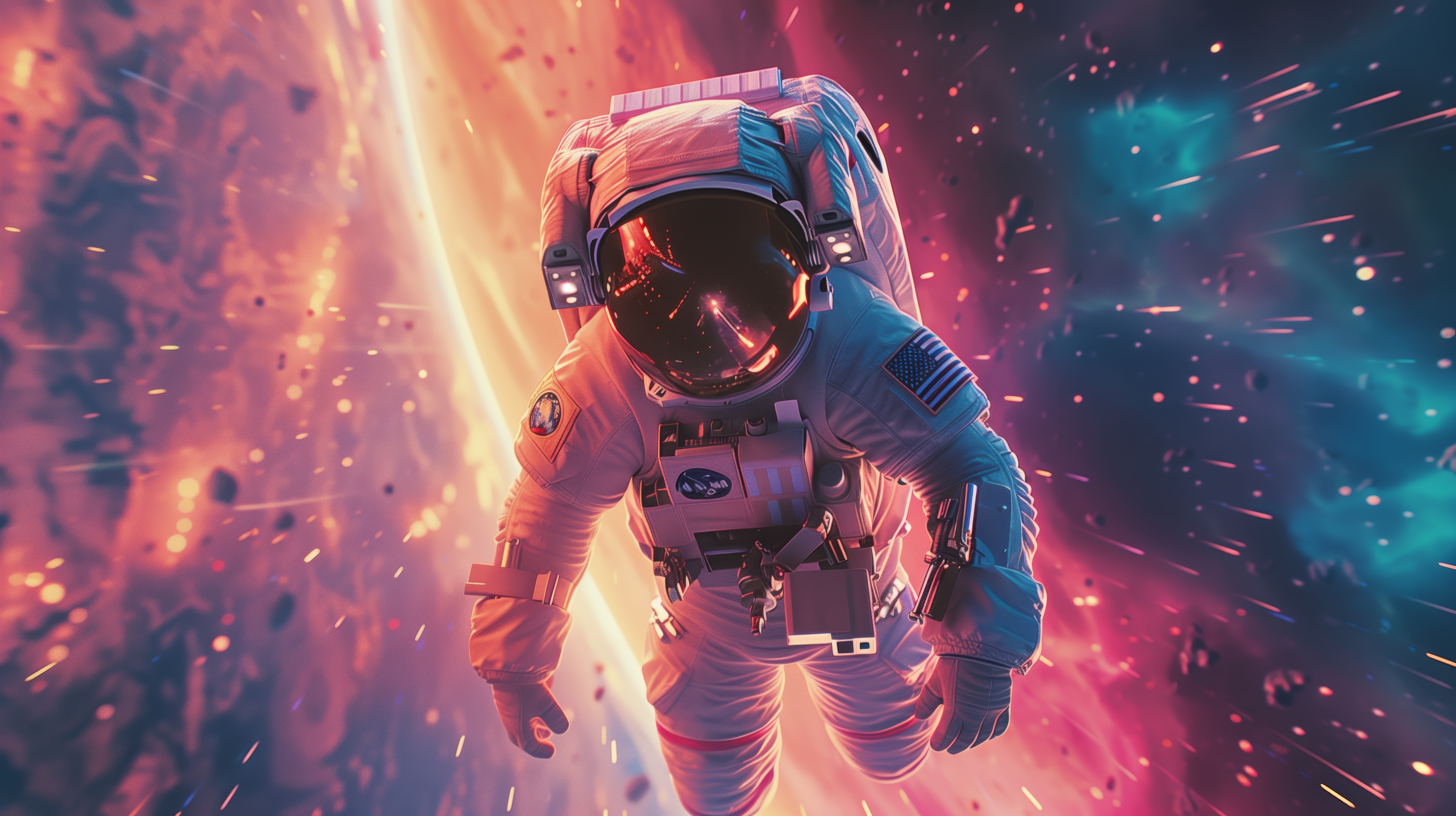 Free download Astronaut Artificial Intelligence Art Illustrations Floating Computer Wallpaper 4K Wallpaper, Wallpaper(s) website provided.