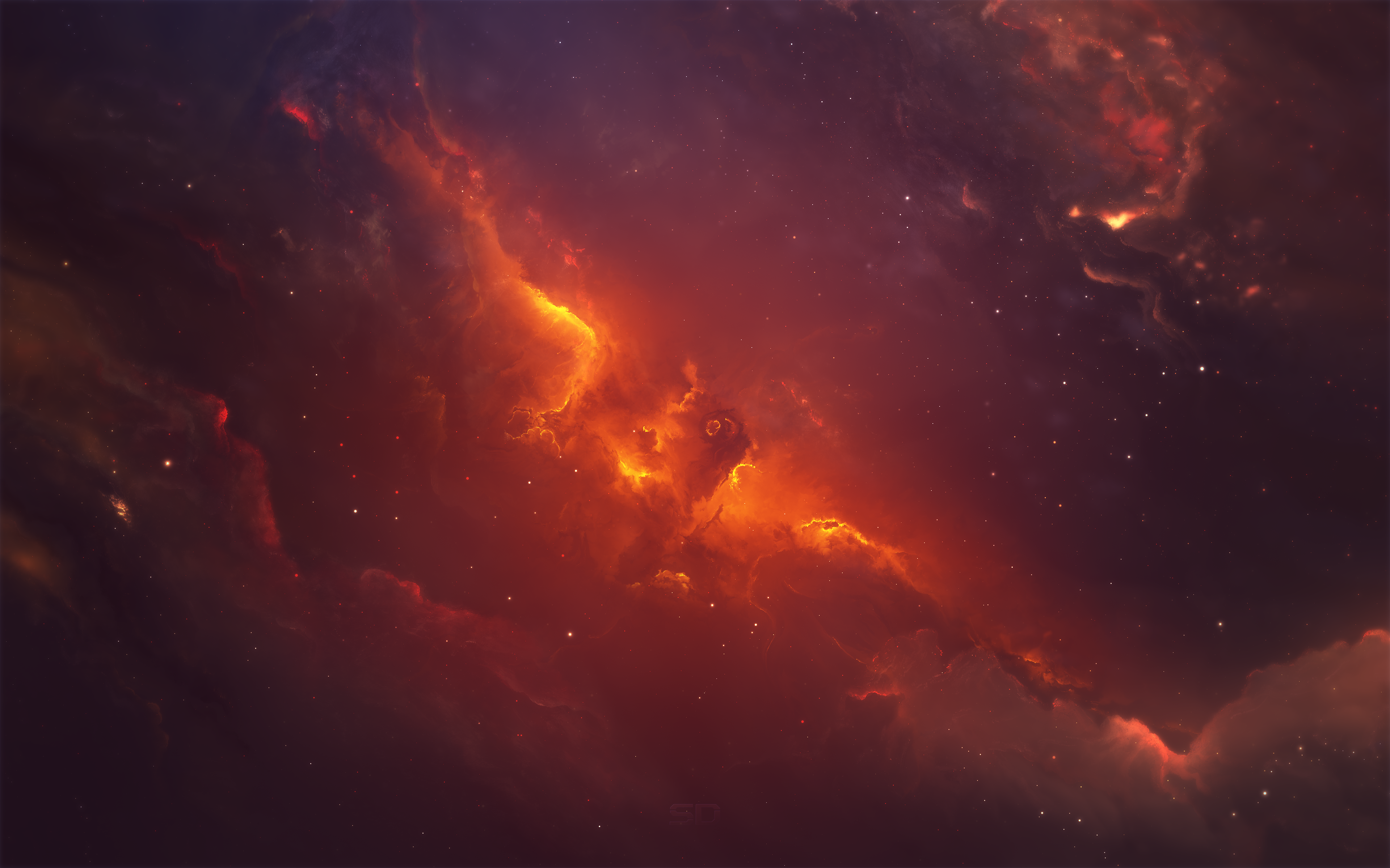 Free download Space Nebula Universe Space Art Orange AI Art 4K Wallpaper, Wallpaper(s) website provided.