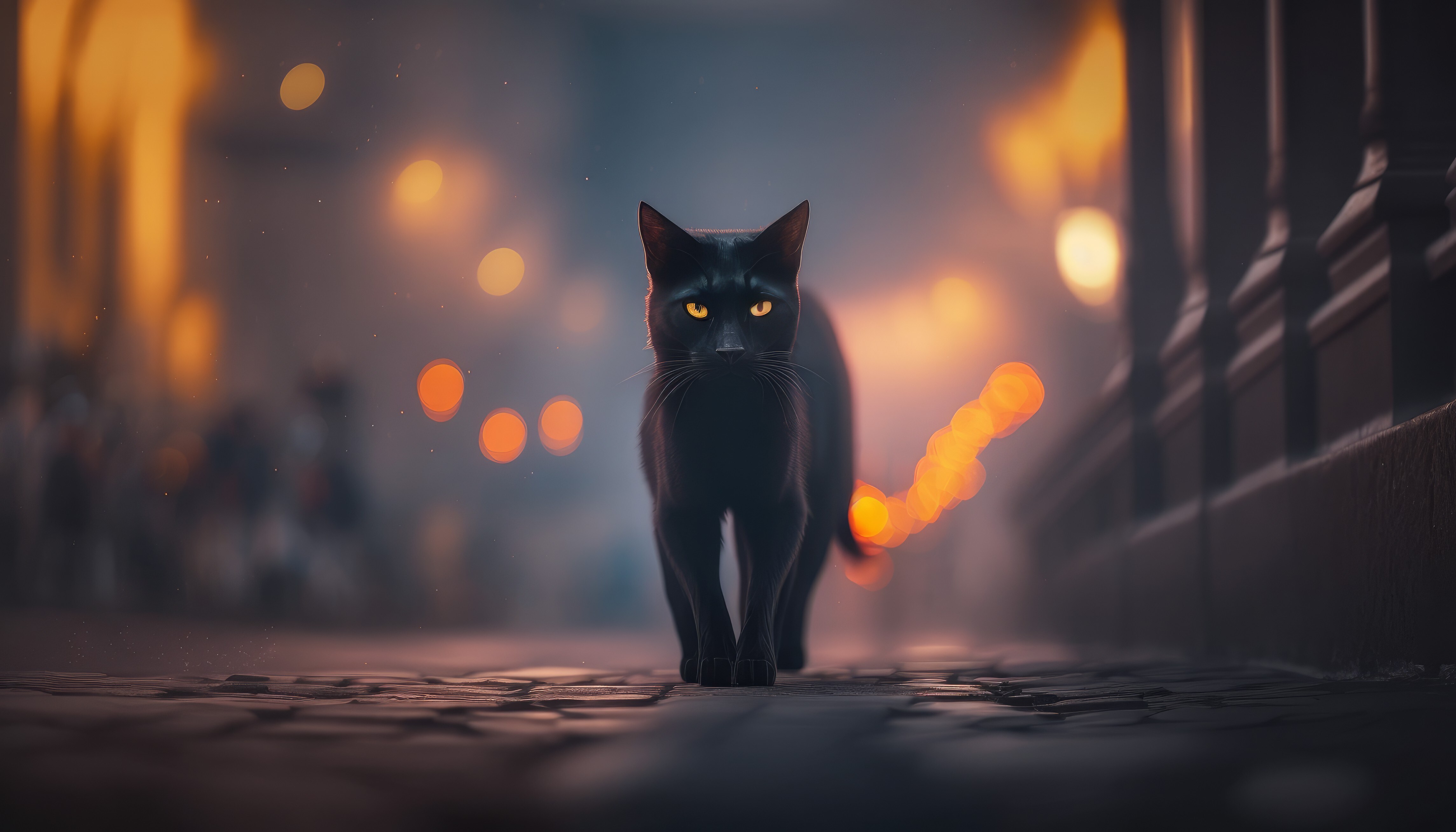 Free download Art Animals Pets Cat Illustration Black Simple Background 4K Wallpaper, Wallpaper(s)