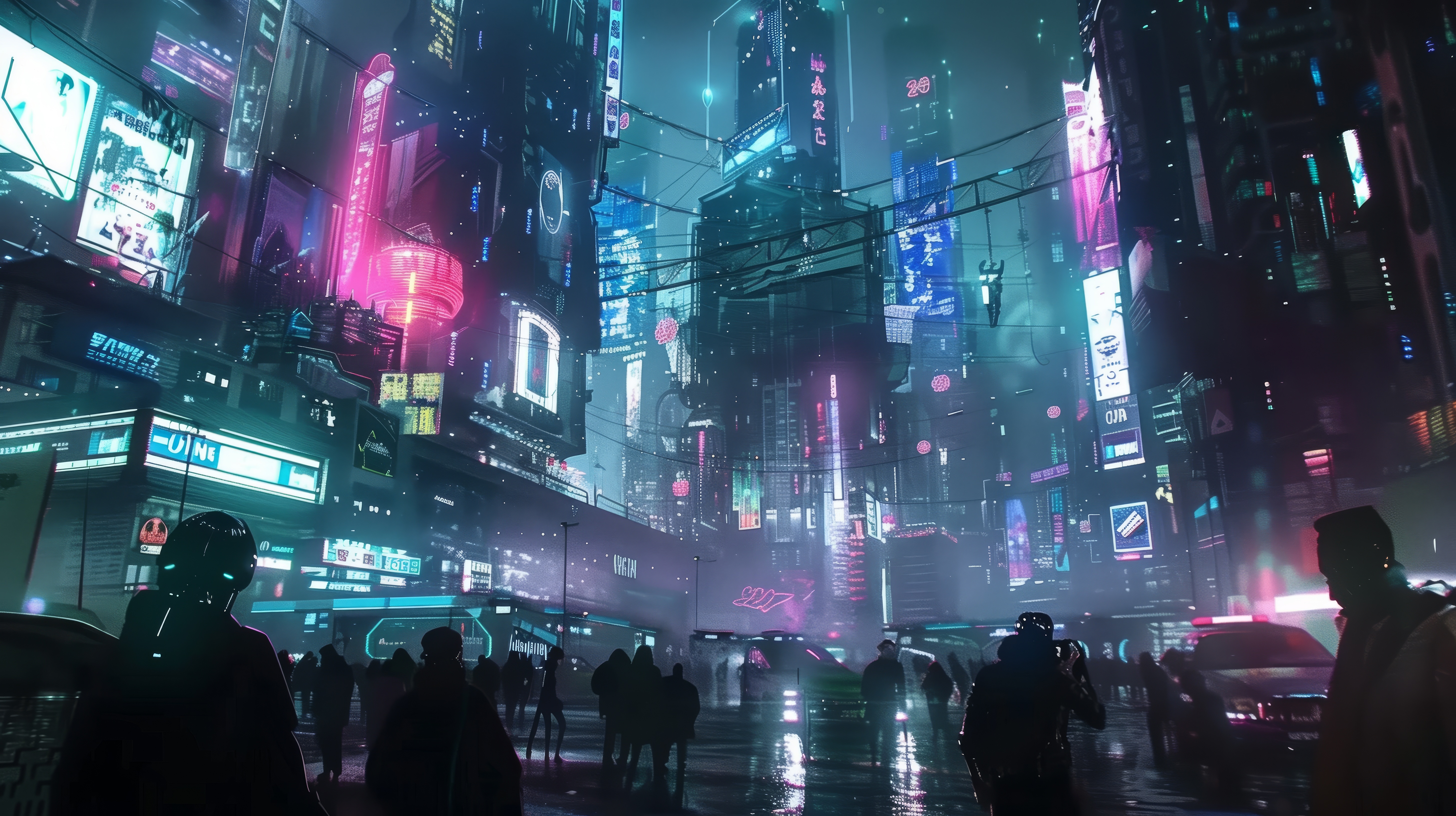 Free download AI Art Cyberpunk Cityscape Neon Computer Wallpaper 4K Wallpaper, Wallpaper(s) website provided.