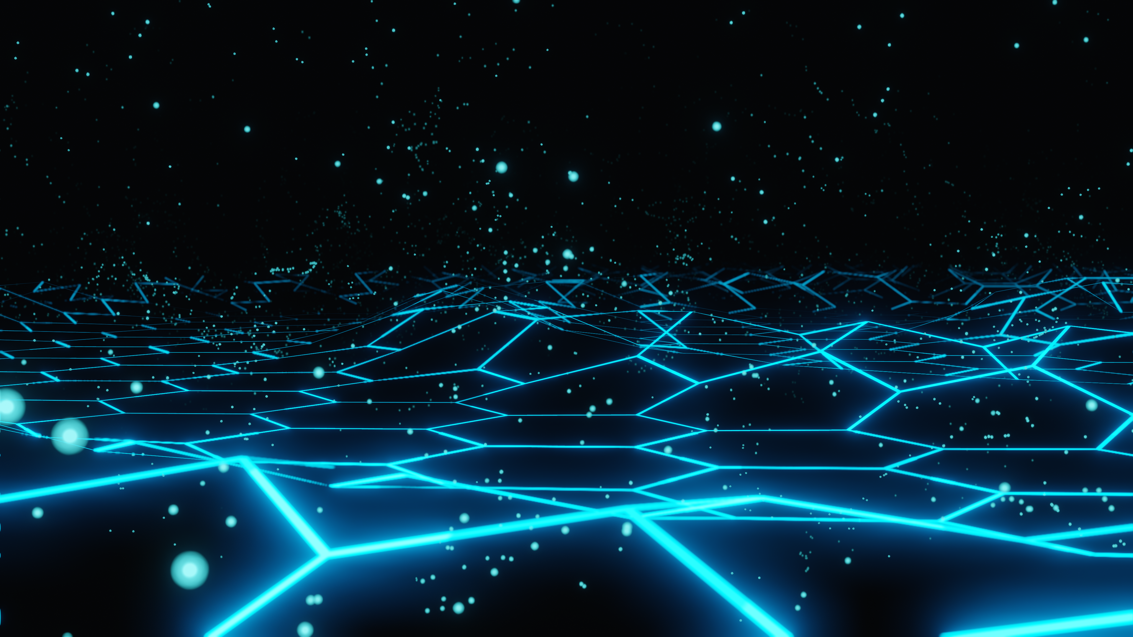 Free download Floating Particles AI Art Hexagon Blue 4K Wallpaper, Wallpaper(s) website provided.