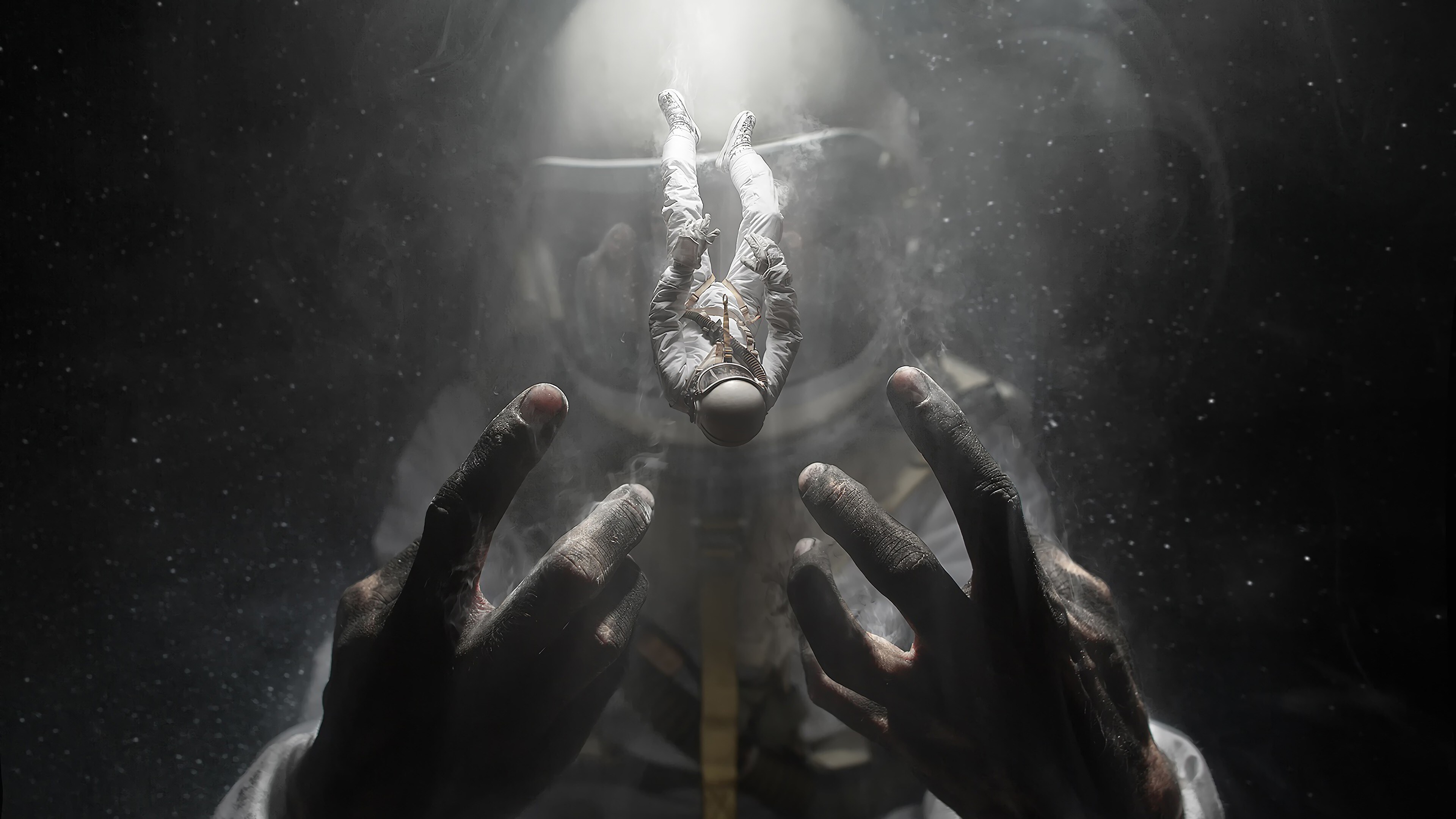 Free download Astronaut fiction man fall hand AI art fantasy art space suit space art giant dark light environment concept art 4K wallpaper, Wallpaper(s) website provided.