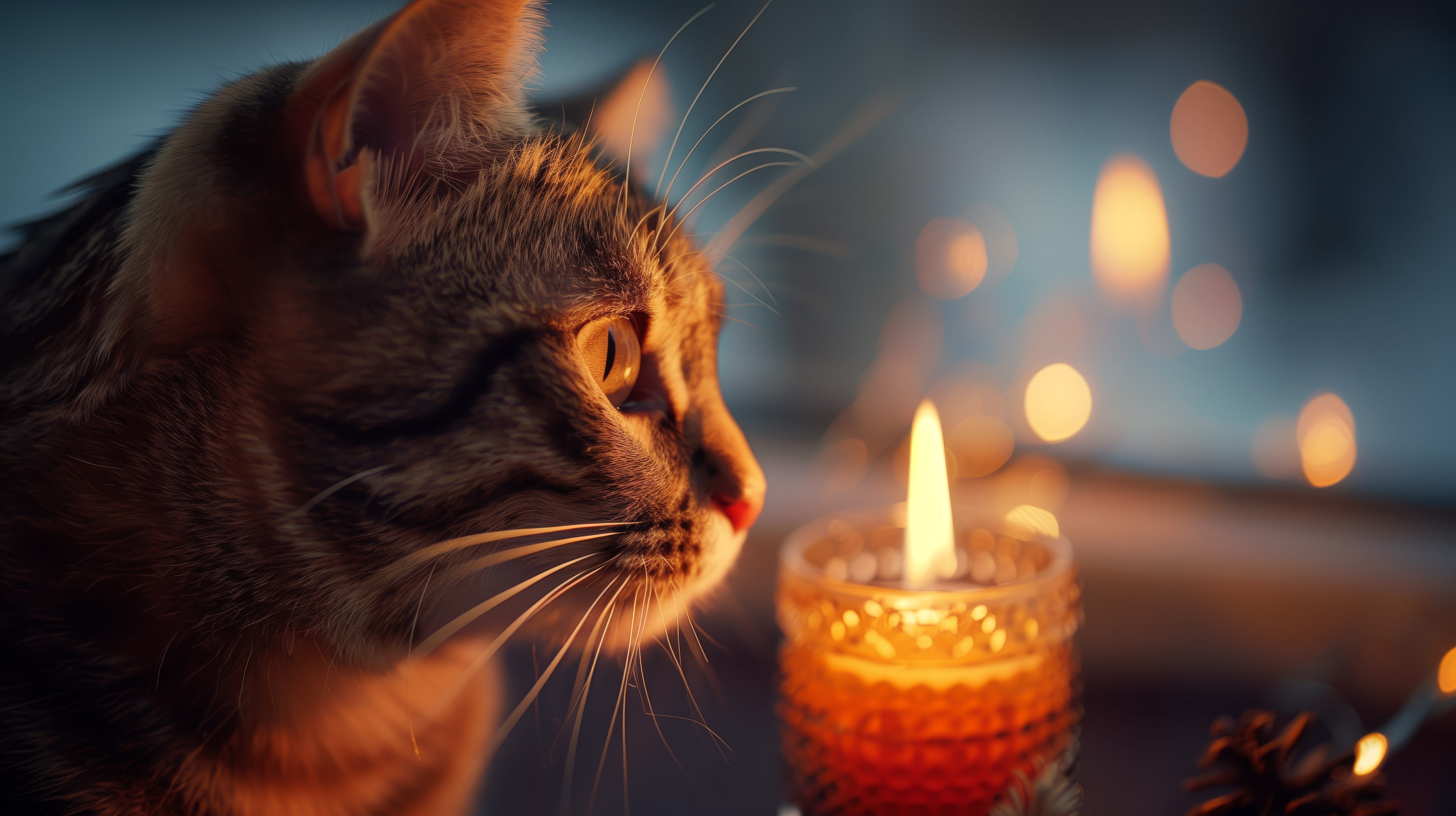 Free download Cat Candle Bokeh Computer Wallpaper 4K Wallpaper, Wallpaper(s) website provided.