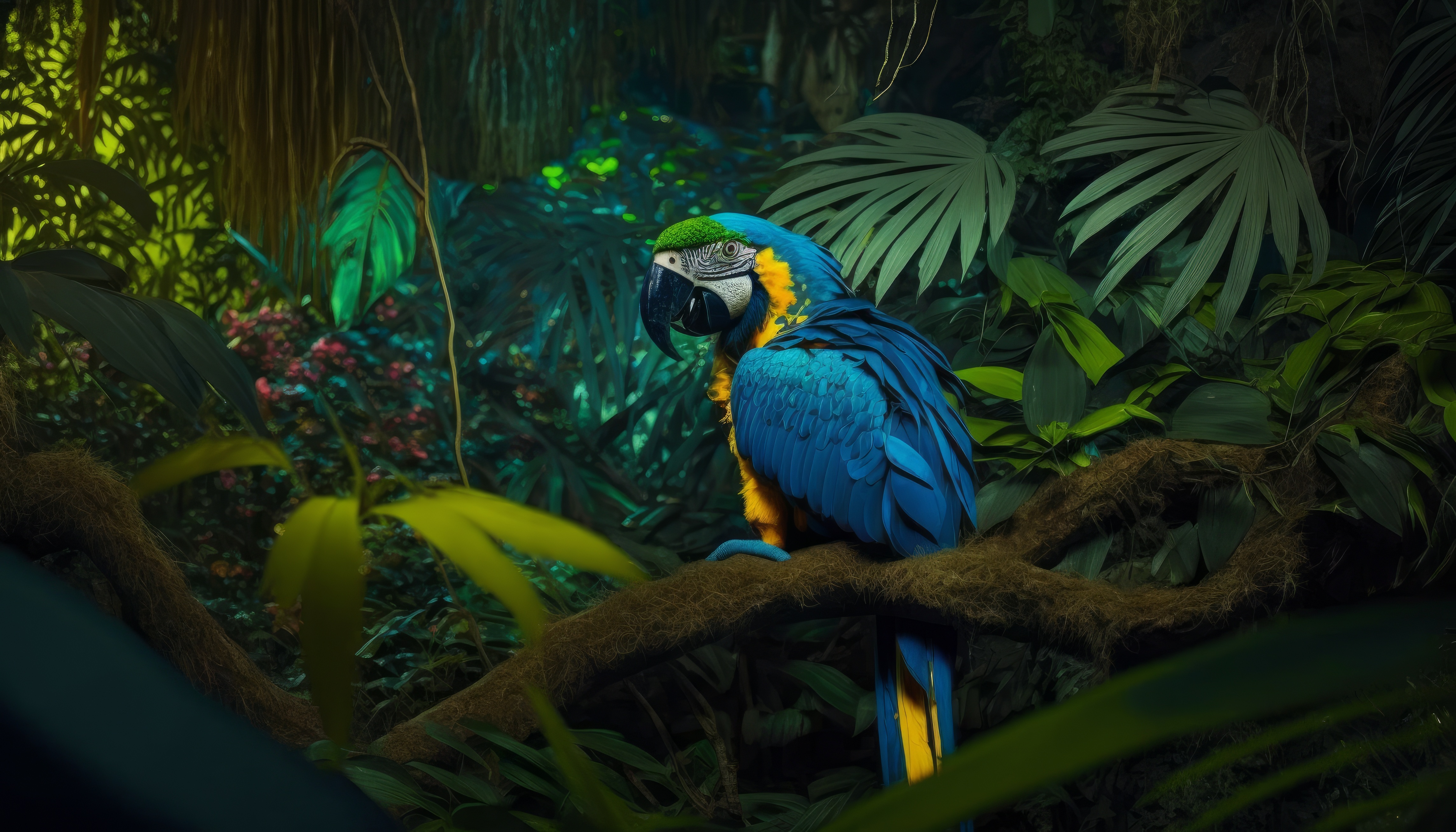 Free download Art parrot jungle animal nature leaves branch macaw computer wallpaper 4K wallpaper, Wallpaper(s) website provided.