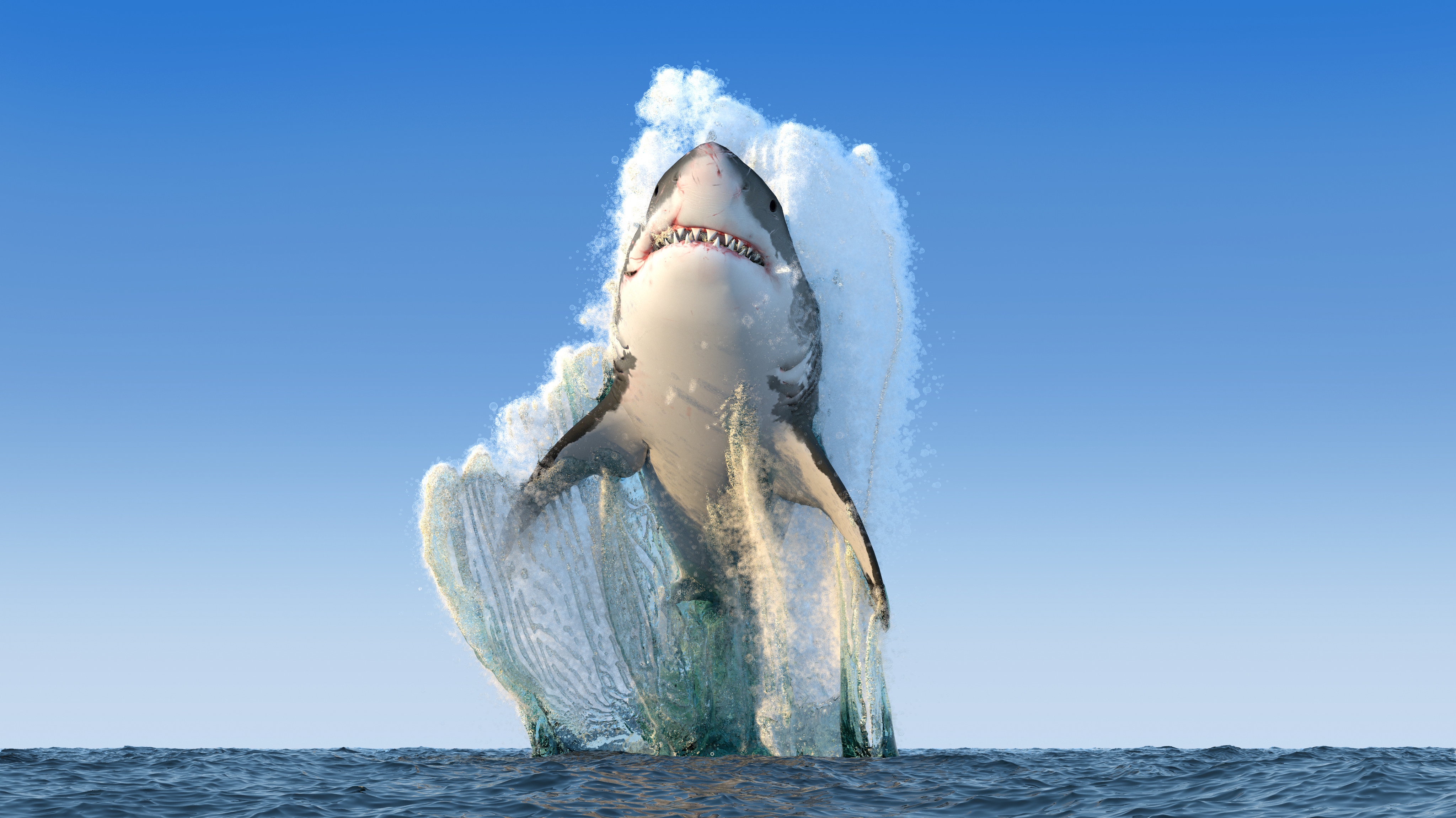 Free download Shark Sea Blue Sky Animal Game Computer Wallpaper 4K Wallpaper, Wallpaper(s) website provided.
