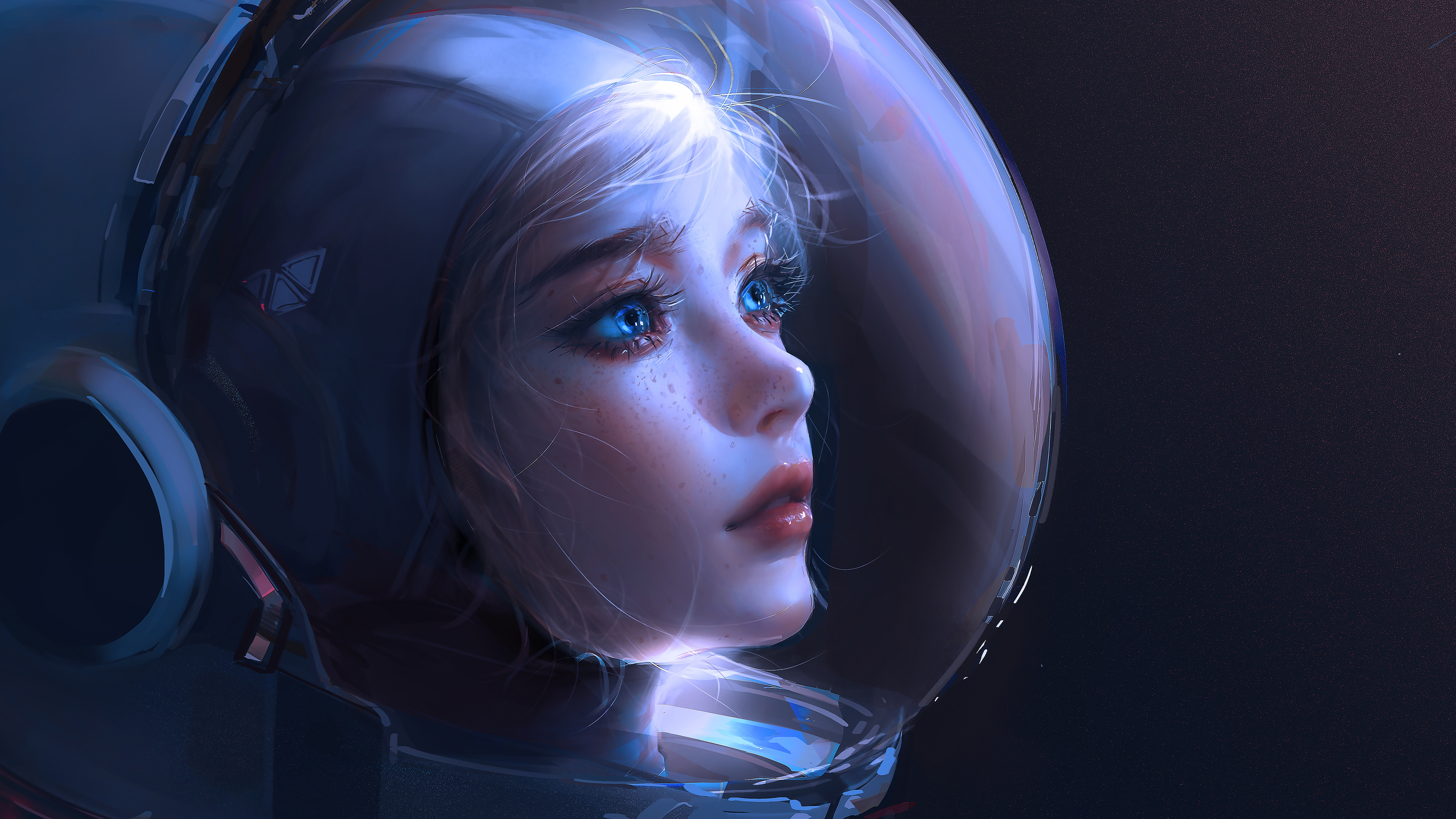 Free download Blue Eyes Anime Girl Space Suit Computer Wallpaper 4K Wallpaper, Wallpaper(s) website provided.