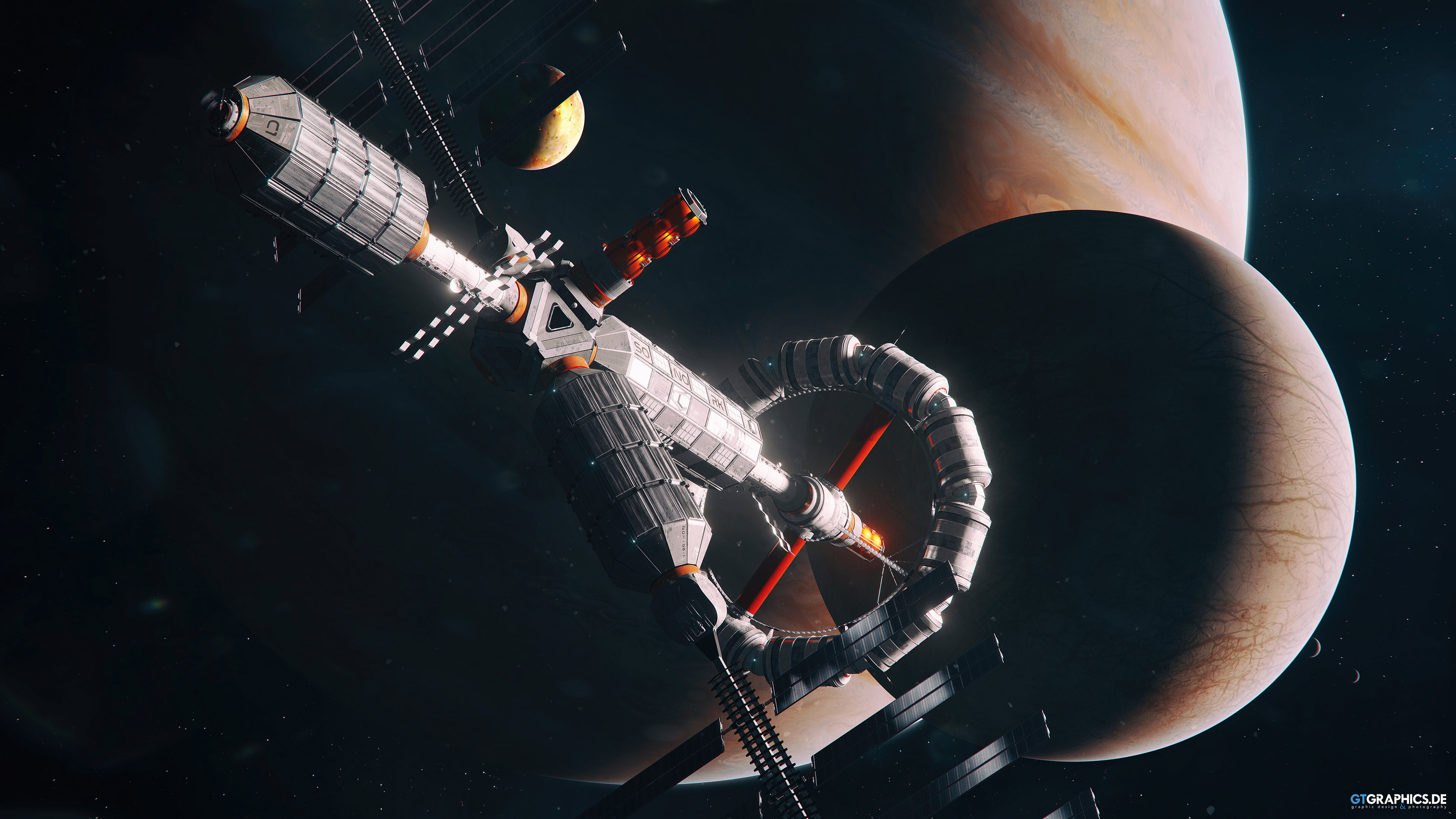 Free download Space Spaceship Planet Graphics Science Fiction Future Computer Wallpaper 4K Wallpaper, Wallpaper(s) website provided.