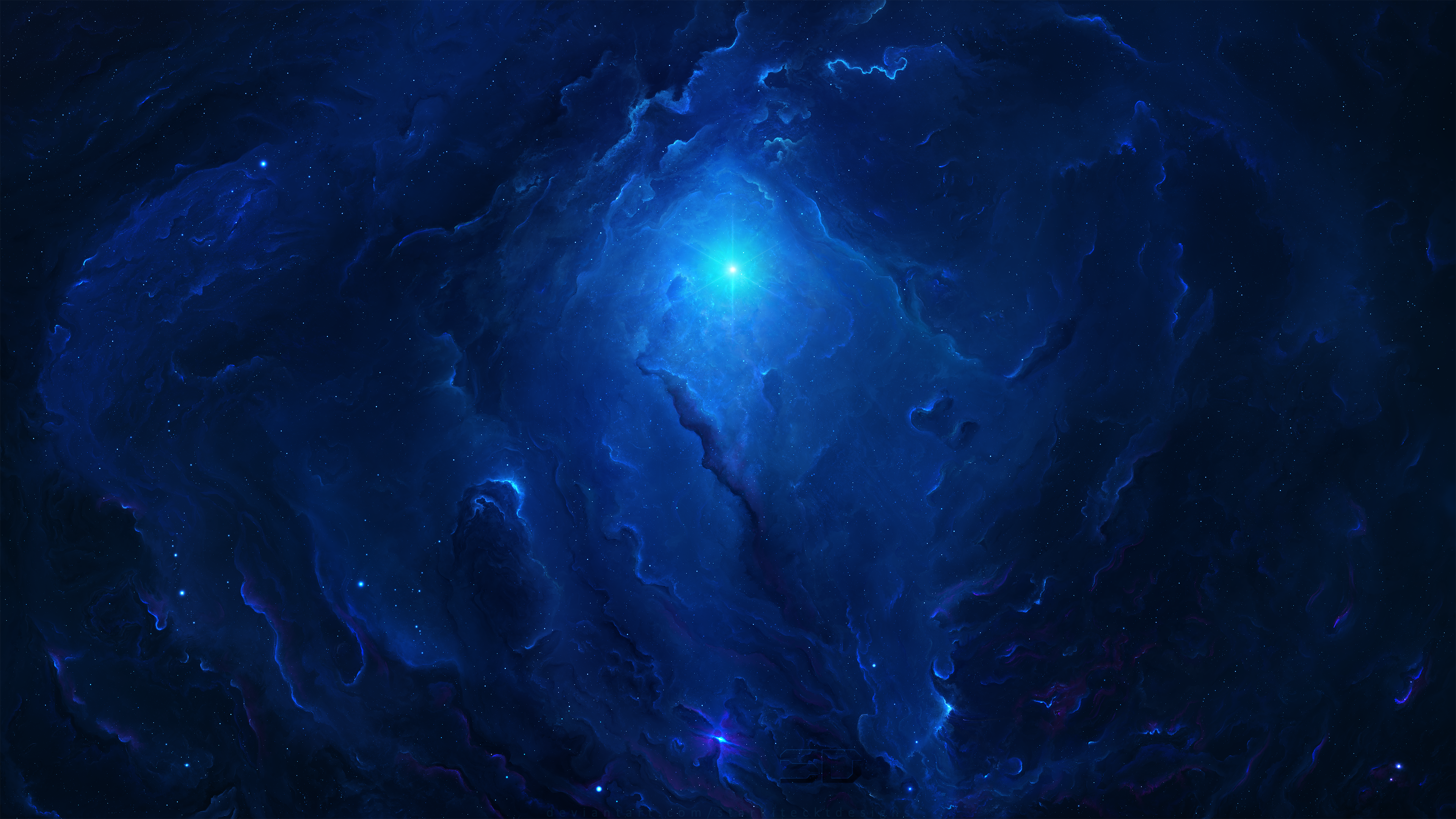 Free download Starry Sky Space Blue Nebula Space Art AI Art 4K Wallpaper, Wallpaper(s) website provided.