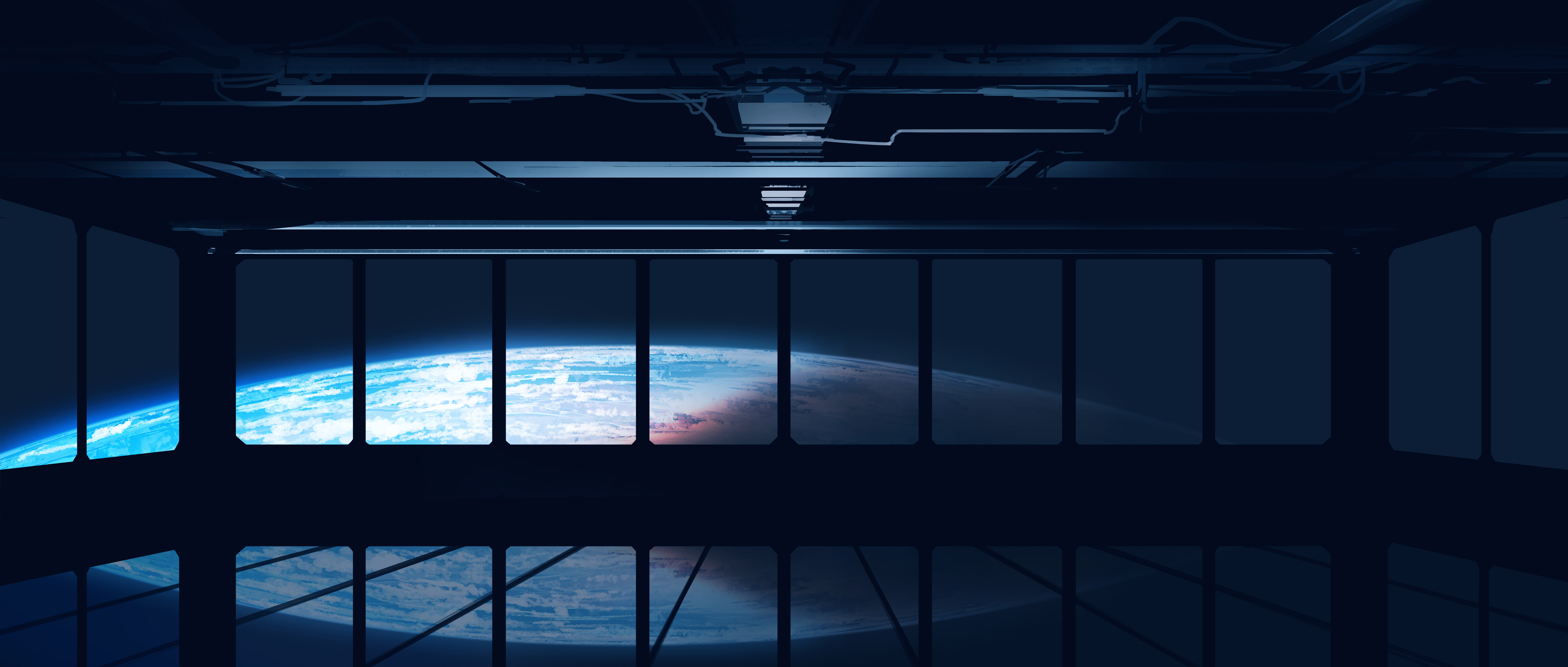 Free download Elegant AI Art Illustrations Widescreen Landscape Environment Window Space Space Art Room Indoor Reflection Science Fiction 4K Wallpaper, Wallpaper(s) website provided.