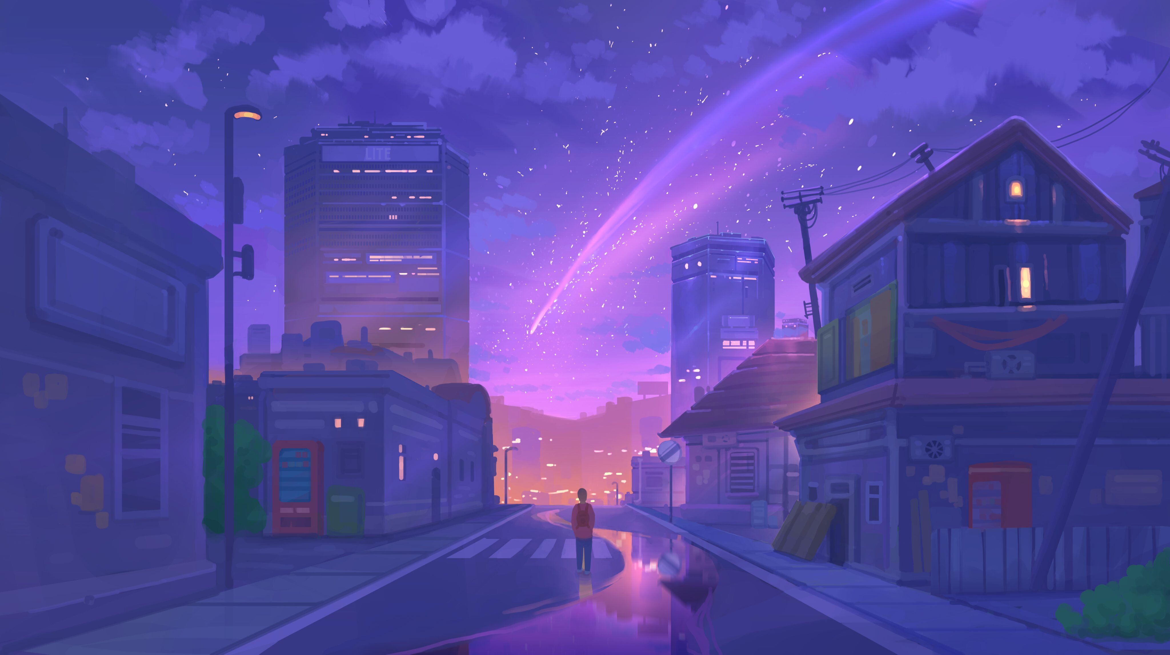 Free download Meteor Night Street City 4K Wallpaper, Wallpaper(s) website provided.