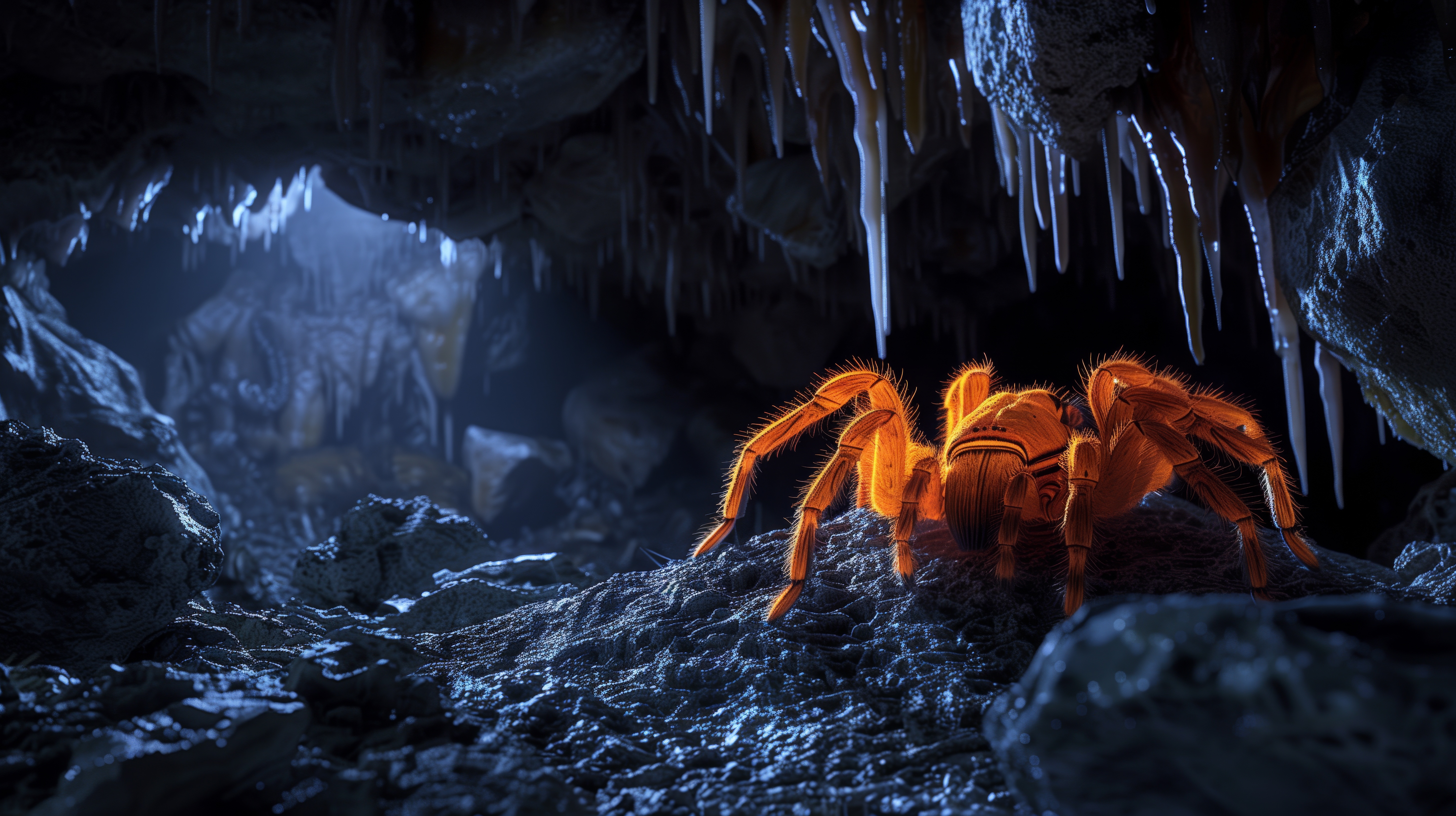 Free download Orange Blue Spider Cave Bell Stone Computer Wallpaper 4K Wallpaper, Wallpaper(s) website provided.