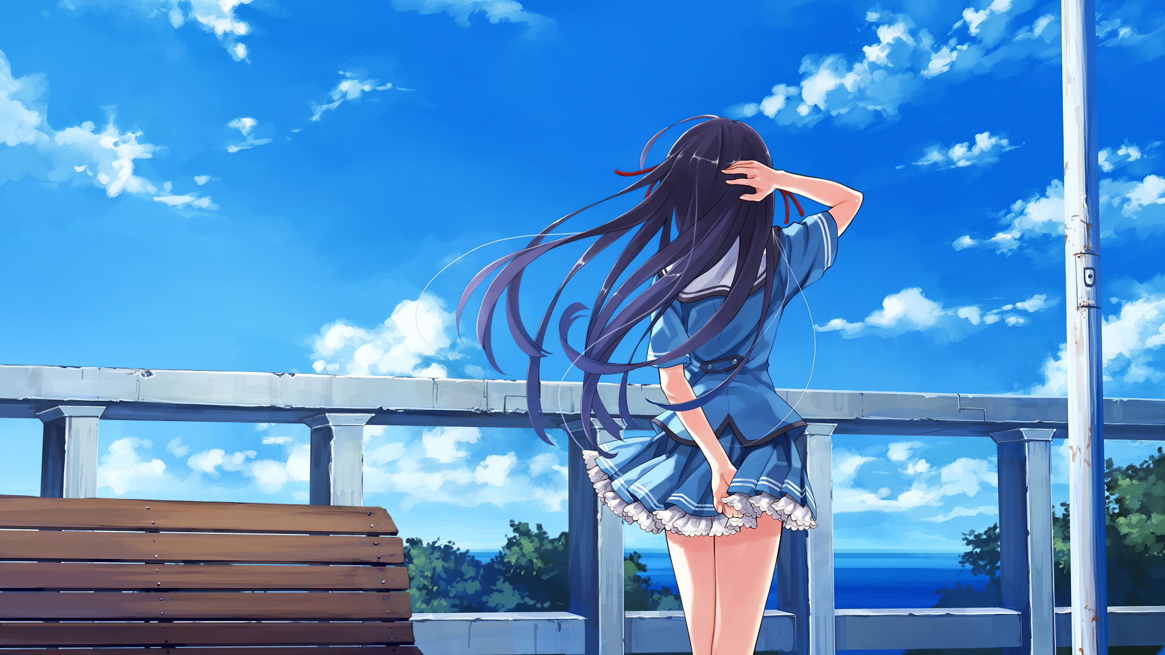 Free download Female Student Anime Anime Girl AI Art Sky Cloud School Uniform 4K Wallpaper, Wallpaper(s) website provided.