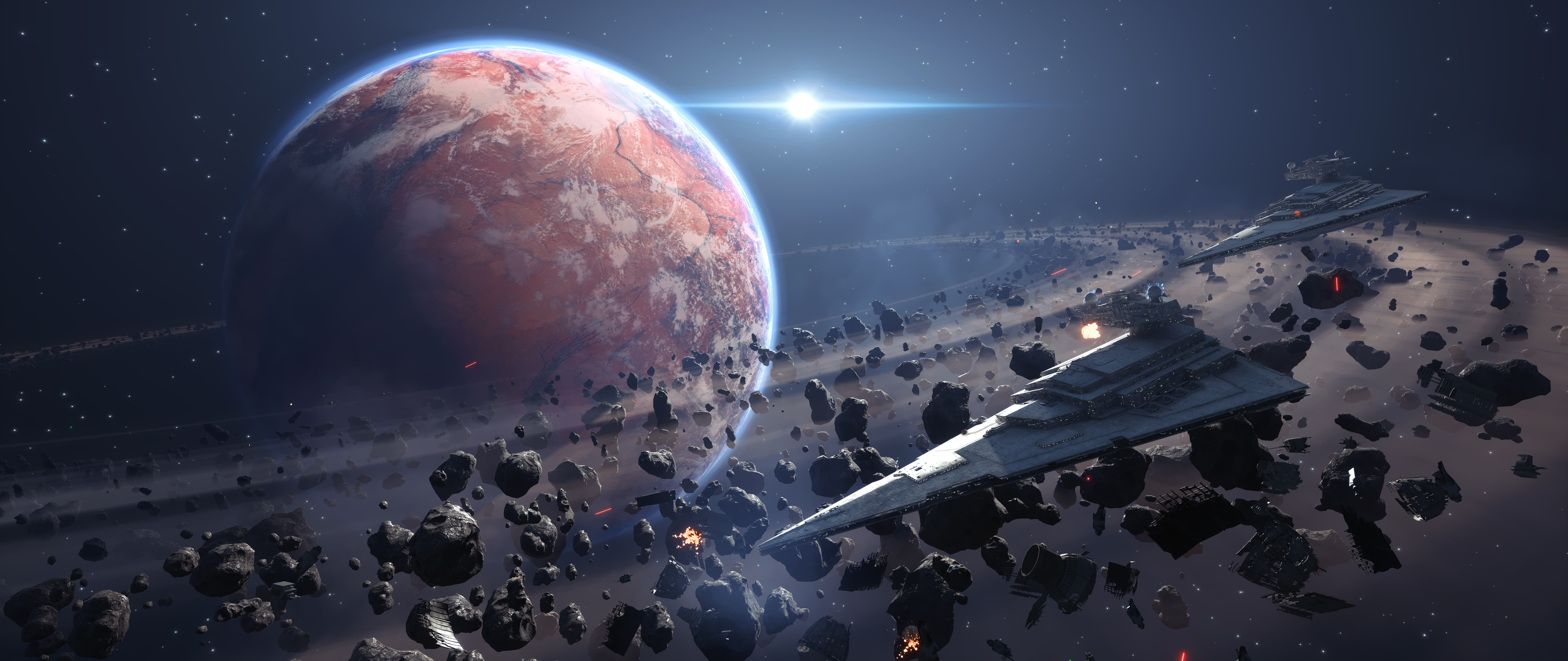 Free download Star Wars Frontline Star Destroyer Electronic Game Spaceship Planet Planetary Ring Imperial Army 8K Wallpaper, Wallpaper(s)