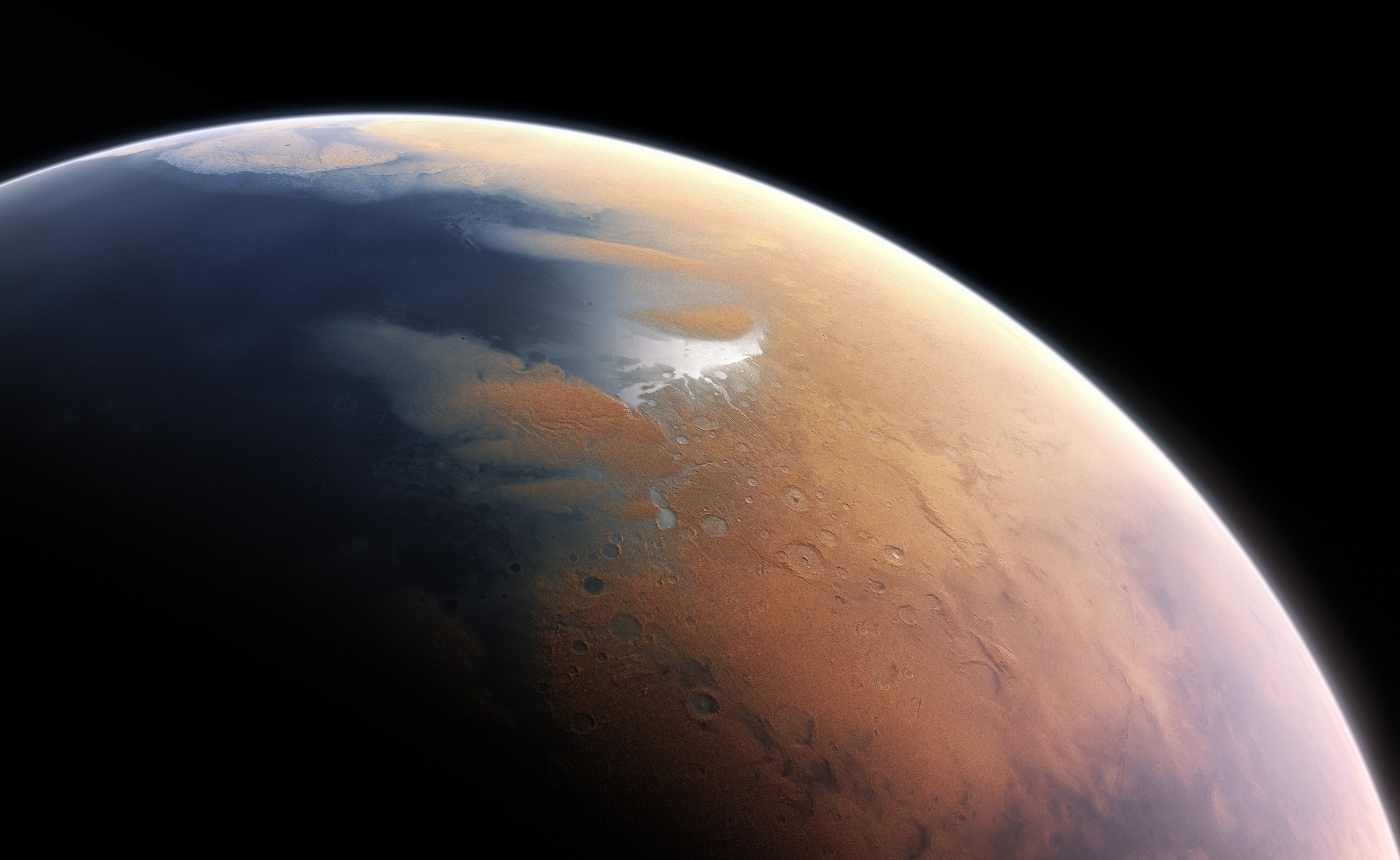 Free download Mars Space Planet Ocean Terrain 8K Wallpaper, Wallpaper(s) website provided.