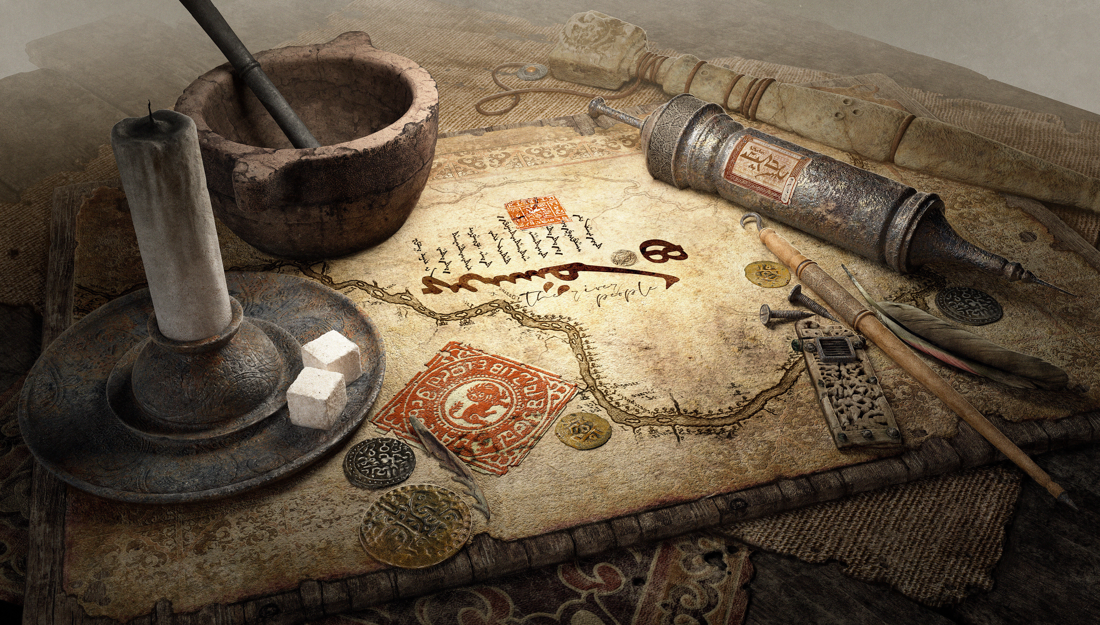 Free download AI Art Fantasy Art Candle Scroll Candy 4K Wallpaper, Wallpaper(s)