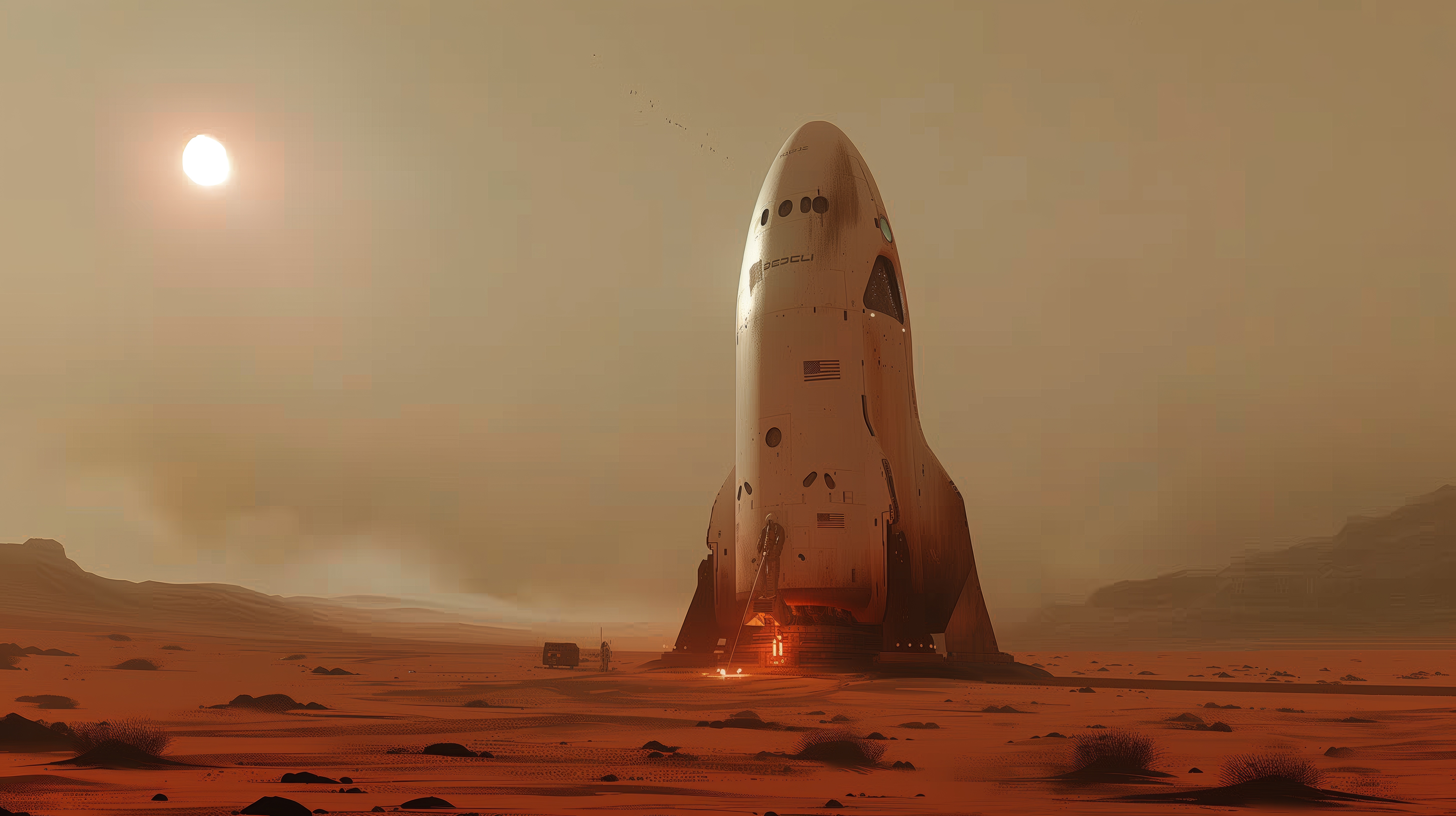 Free download AI Art Illustration Rocket Mars Computer Wallpaper 4K Wallpaper, Wallpaper(s) website provided.